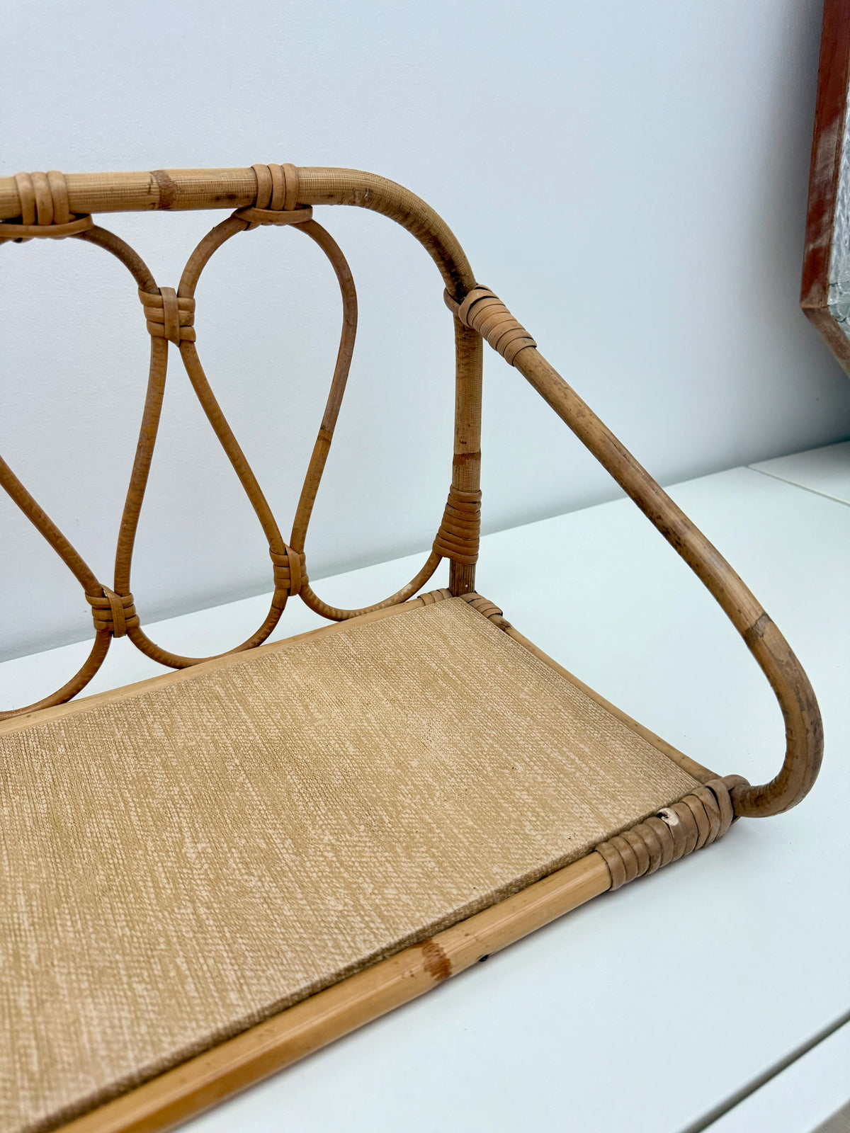 Paire d’étagères vintage en rotin et bambou