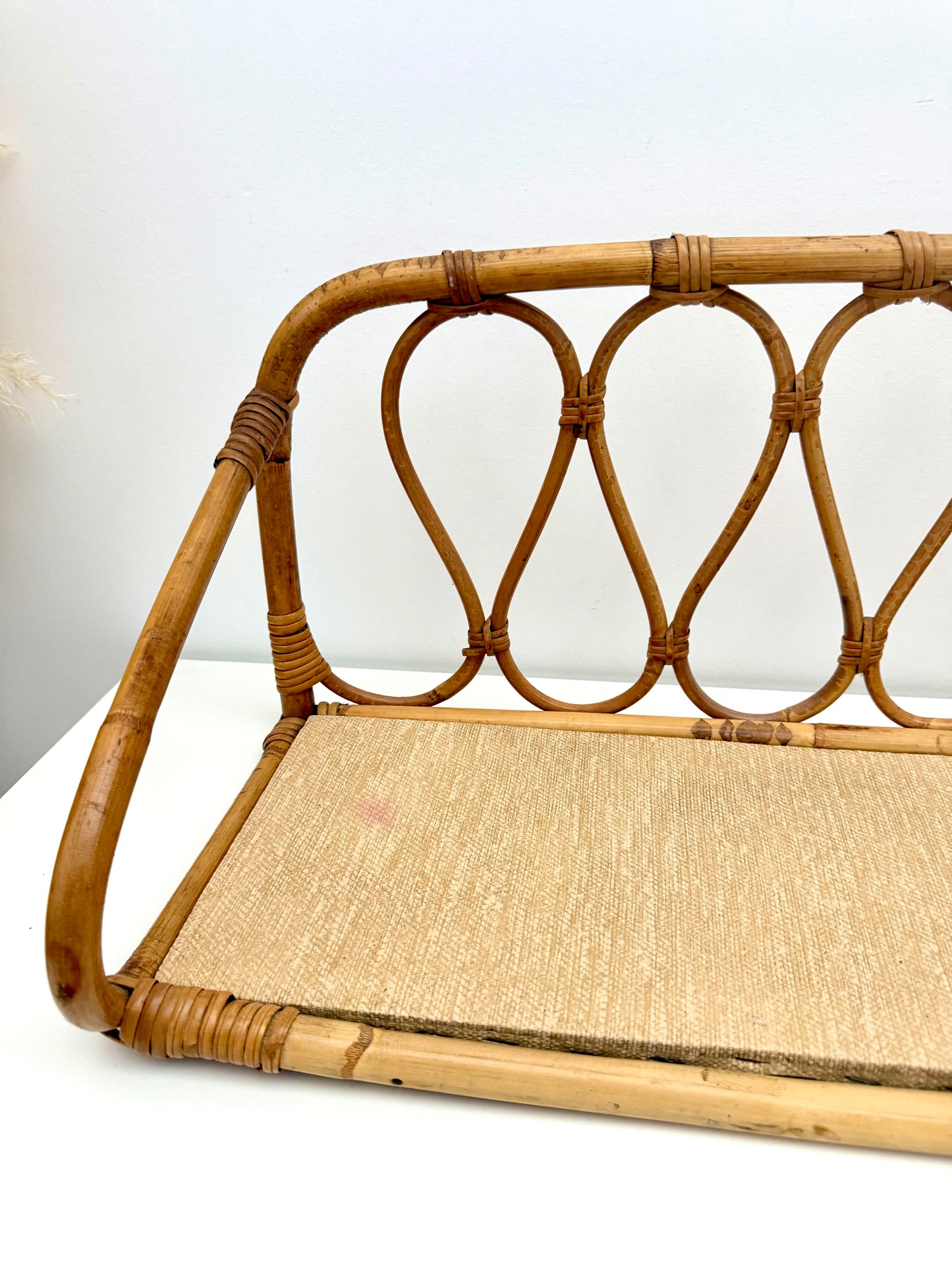 Paire d’étagères vintage en rotin et bambou