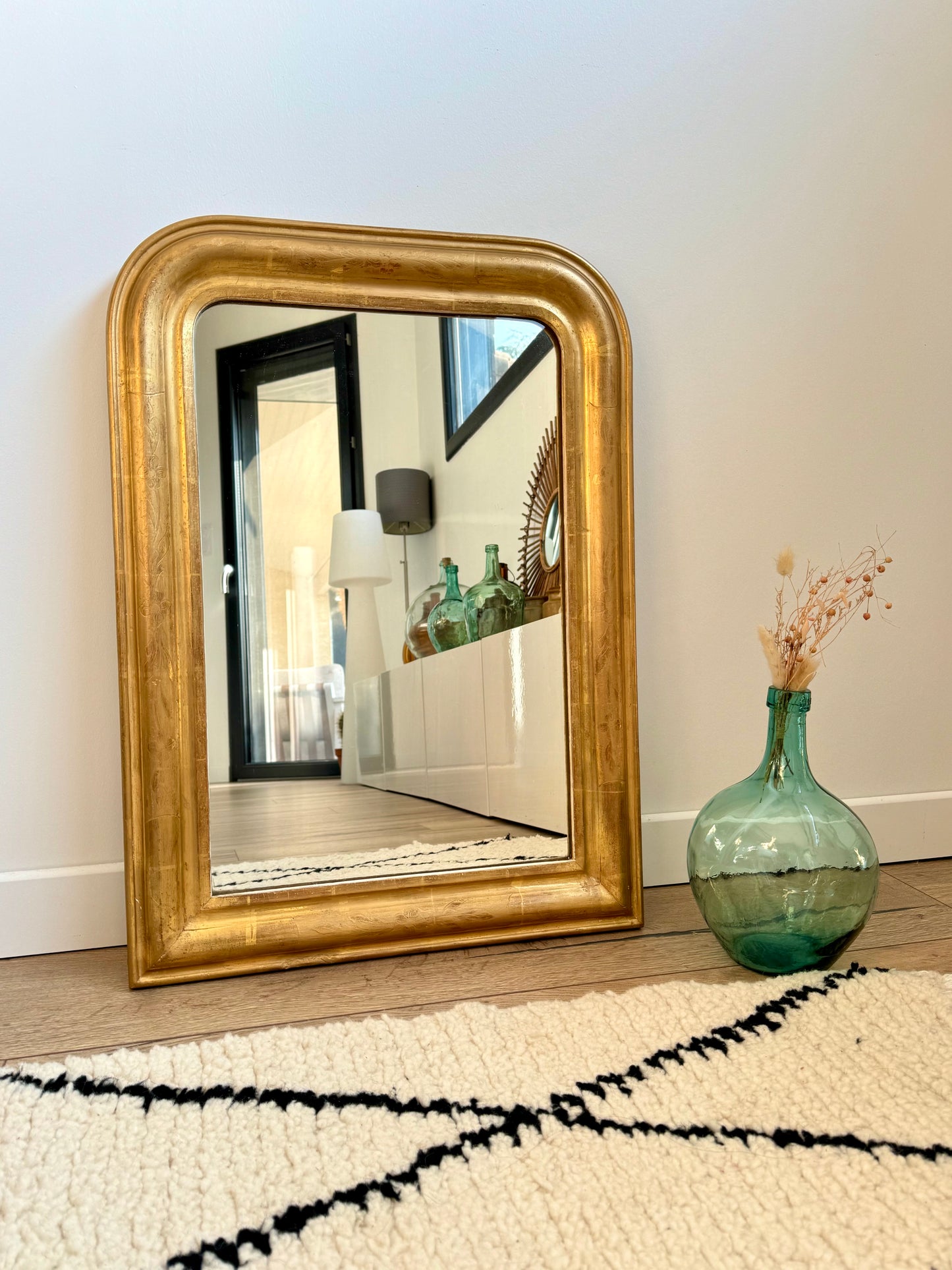 Miroir ancien Louis Philippe doré à la feuille d’or