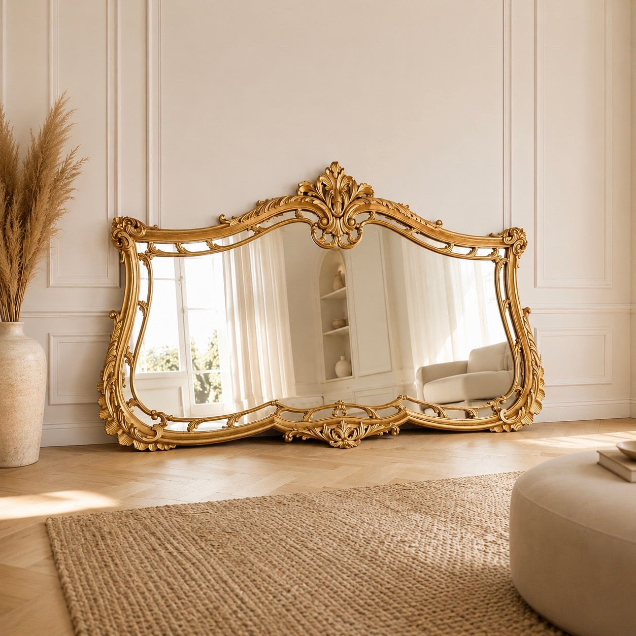 Exceptionnel miroir ancien papillon baroque doré