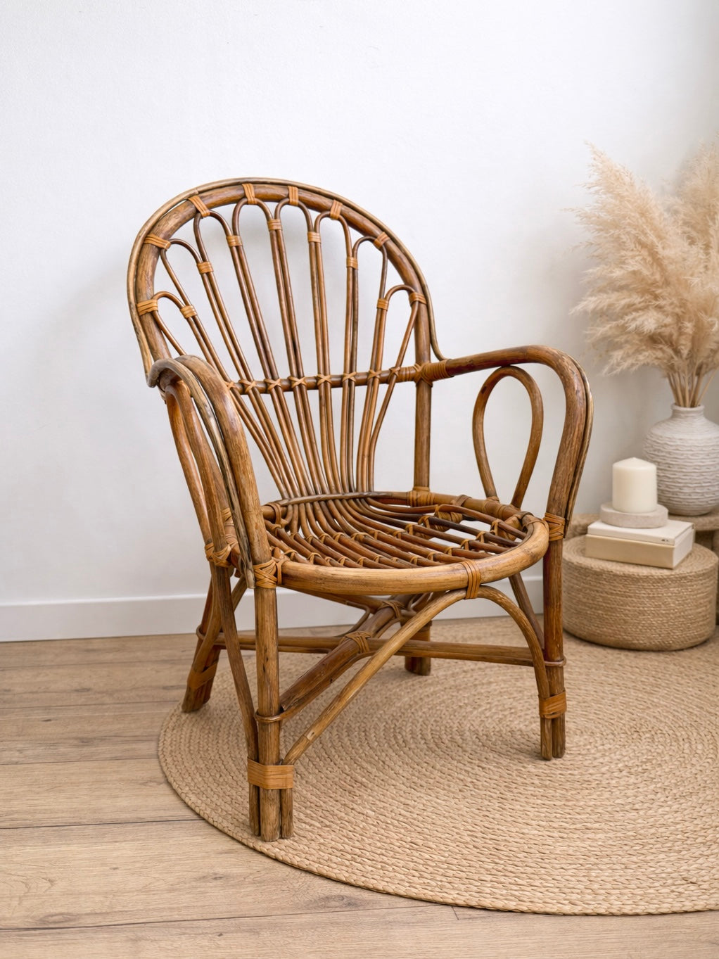 Chaise adulte en rotin et bambou
