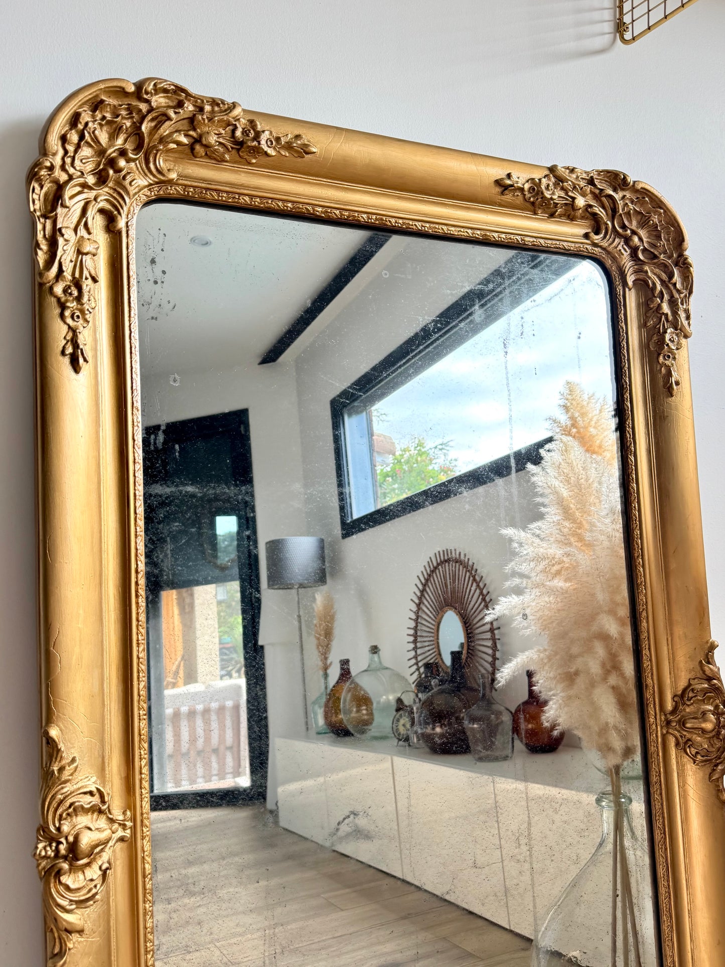 Grand miroir ancien doré Louis Philippe