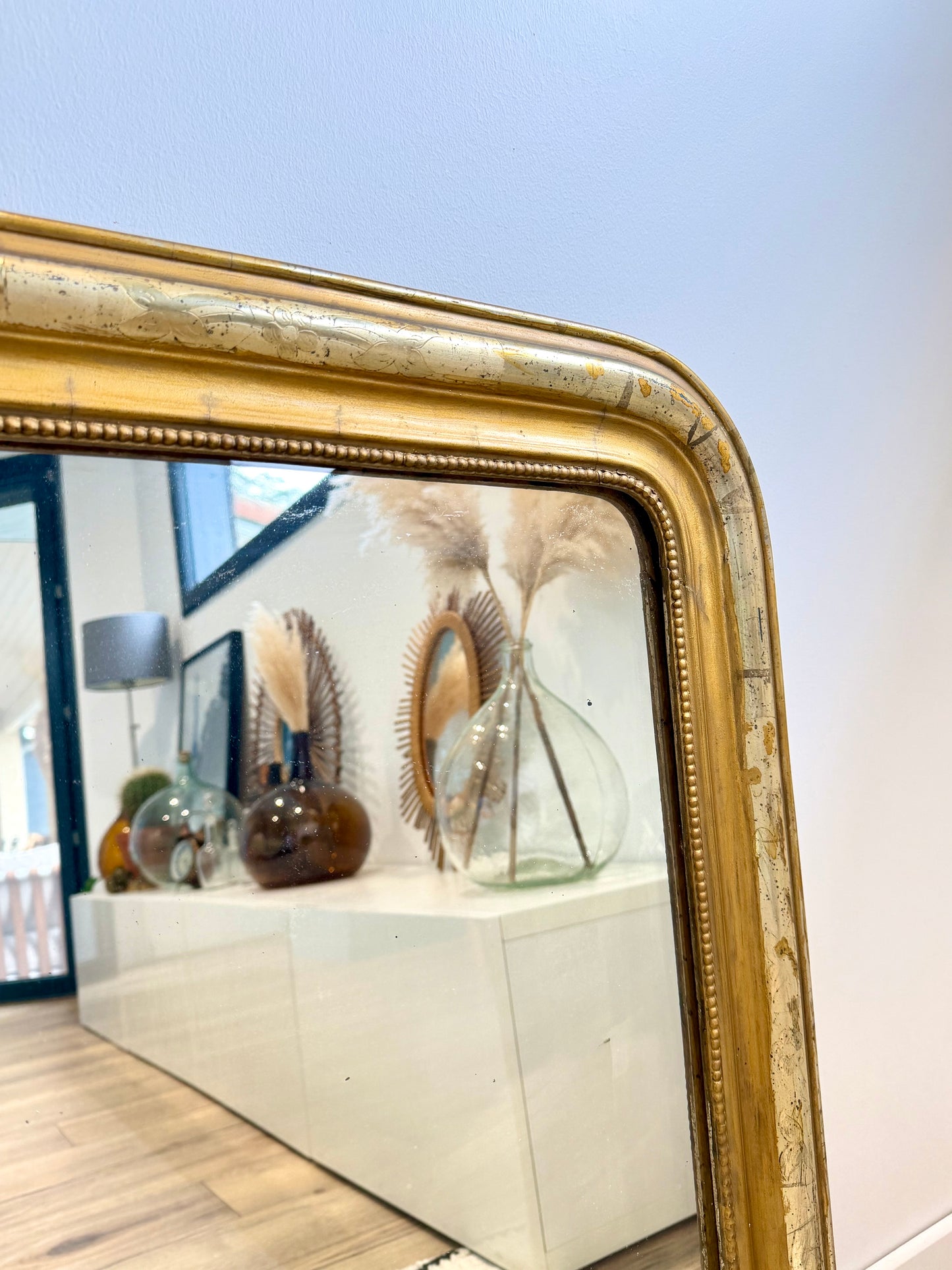 Miroir ancien Louis Philippe doré à la feuille d’or