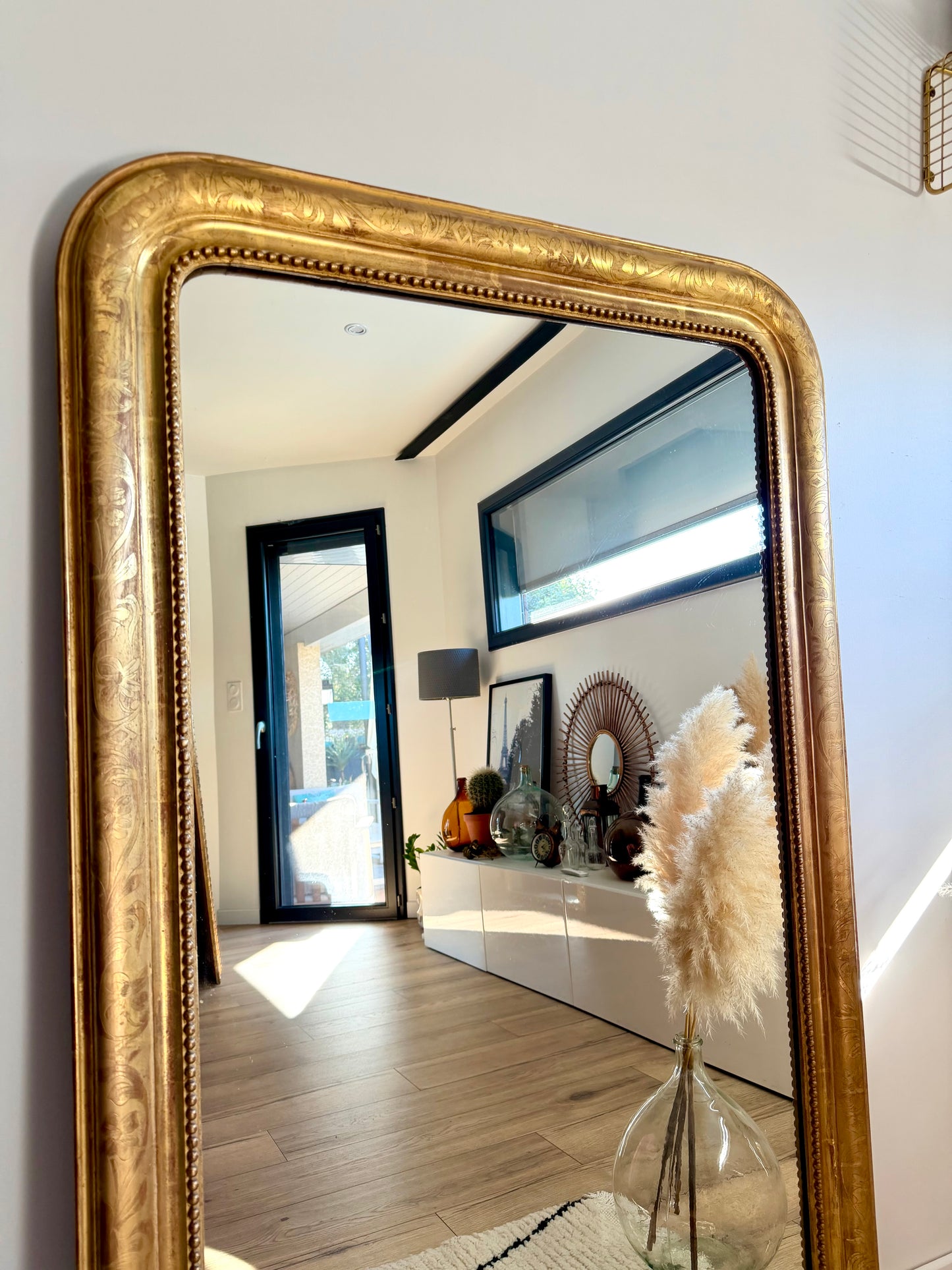 Grand miroir ancien Louis Philippe doré à la feuille d’or