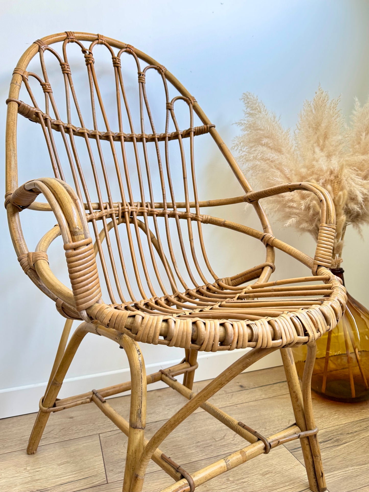 Fauteuil en rotin vintage