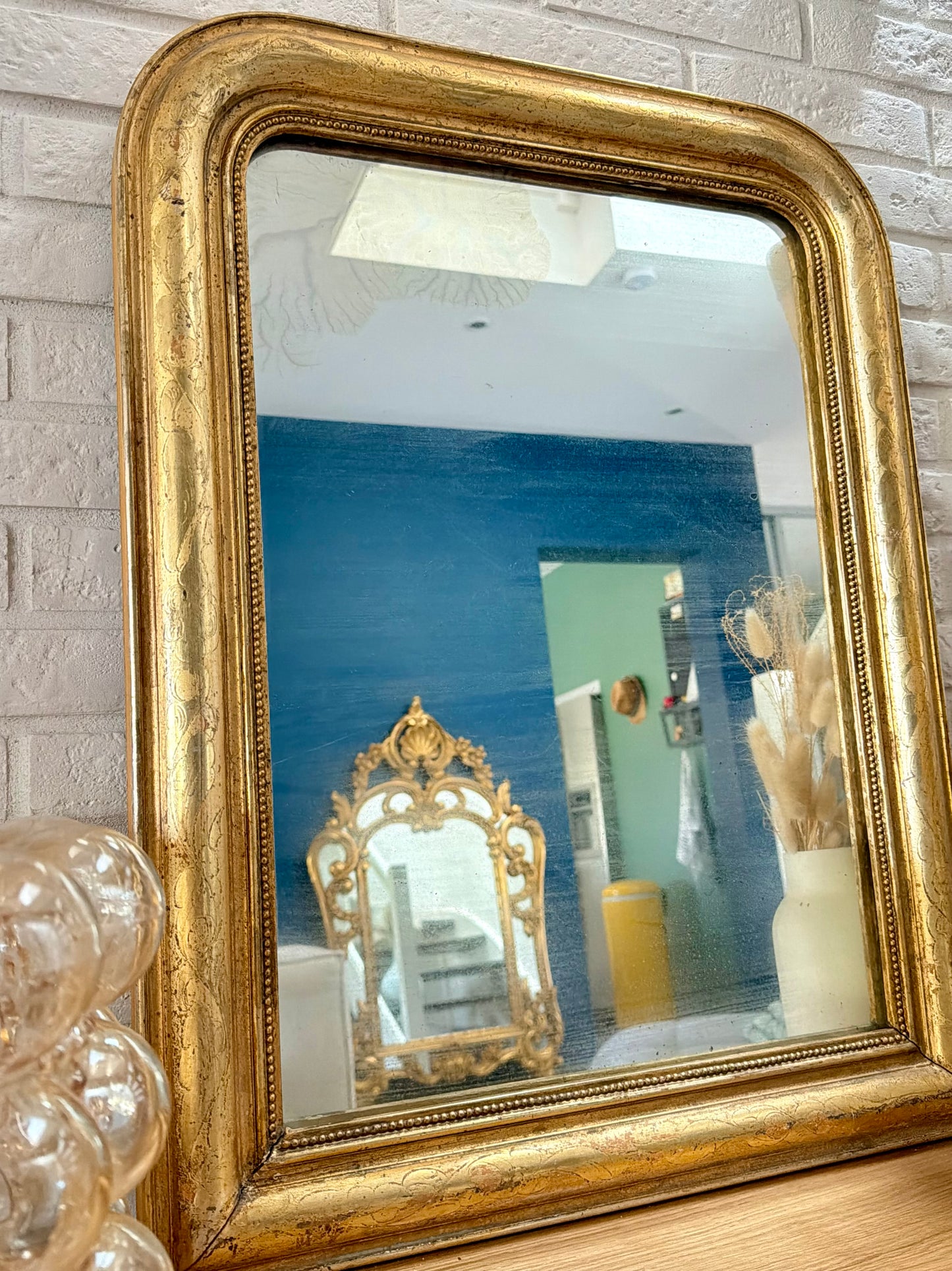 Miroir ancien Louis Philippe doré à la feuille d’or