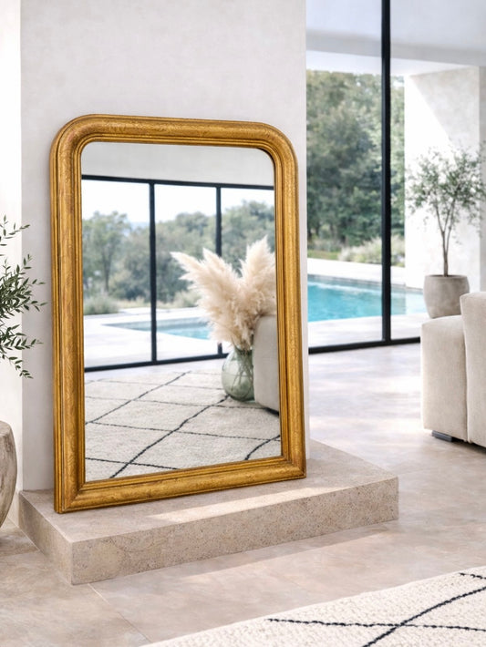 Miroir ancien Louis Philippe doré à la feuille d’or