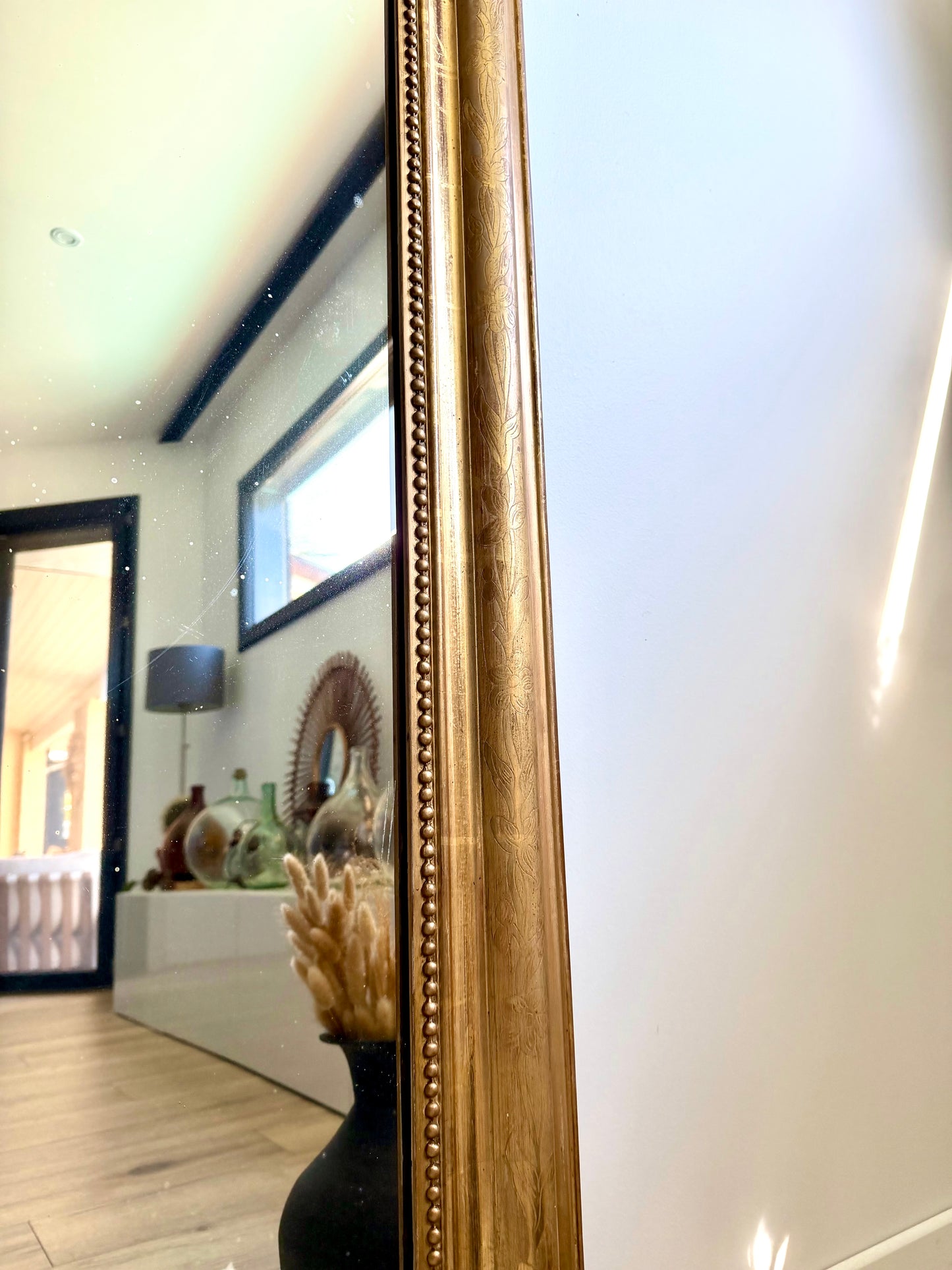 Grand miroir ancien Louis Philippe doré à la feuille d’or