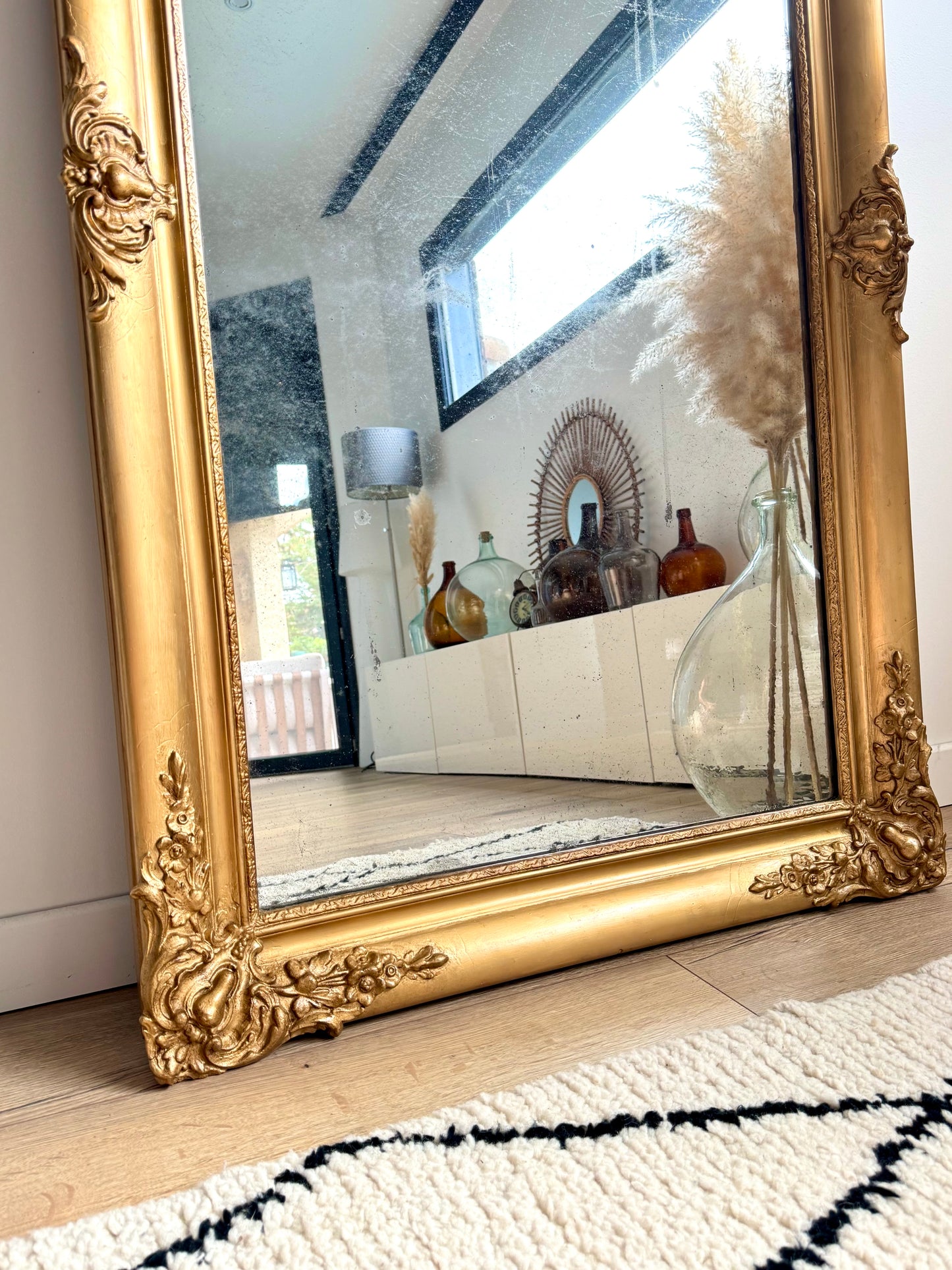 Grand miroir ancien doré Louis Philippe