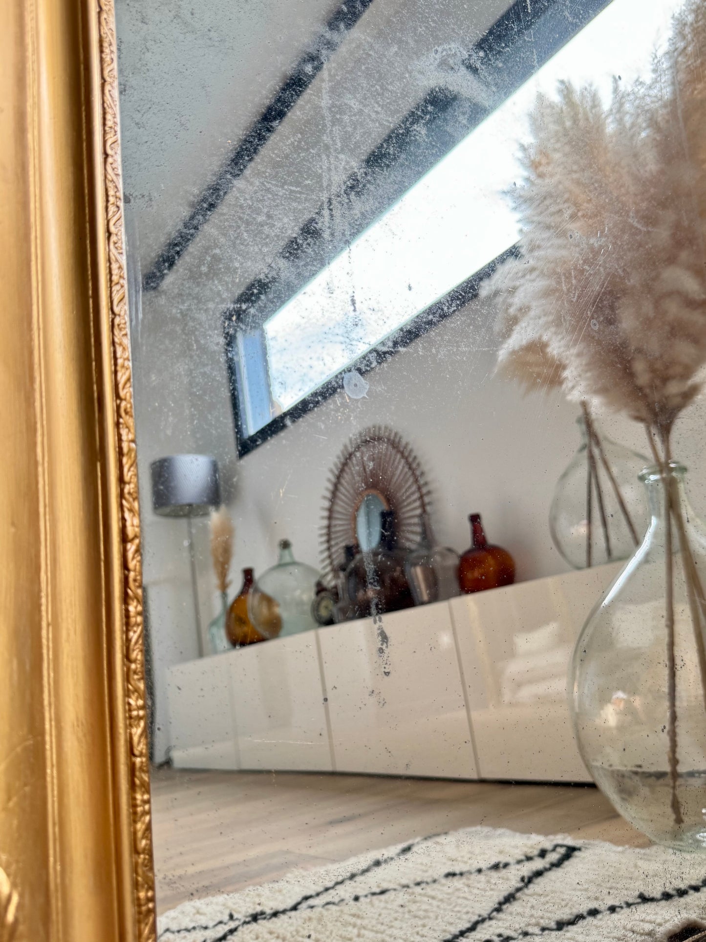 Grand miroir ancien doré Louis Philippe