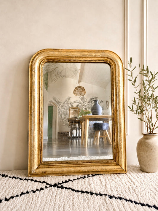 Miroir ancien Louis Philippe doré à la feuille d’or
