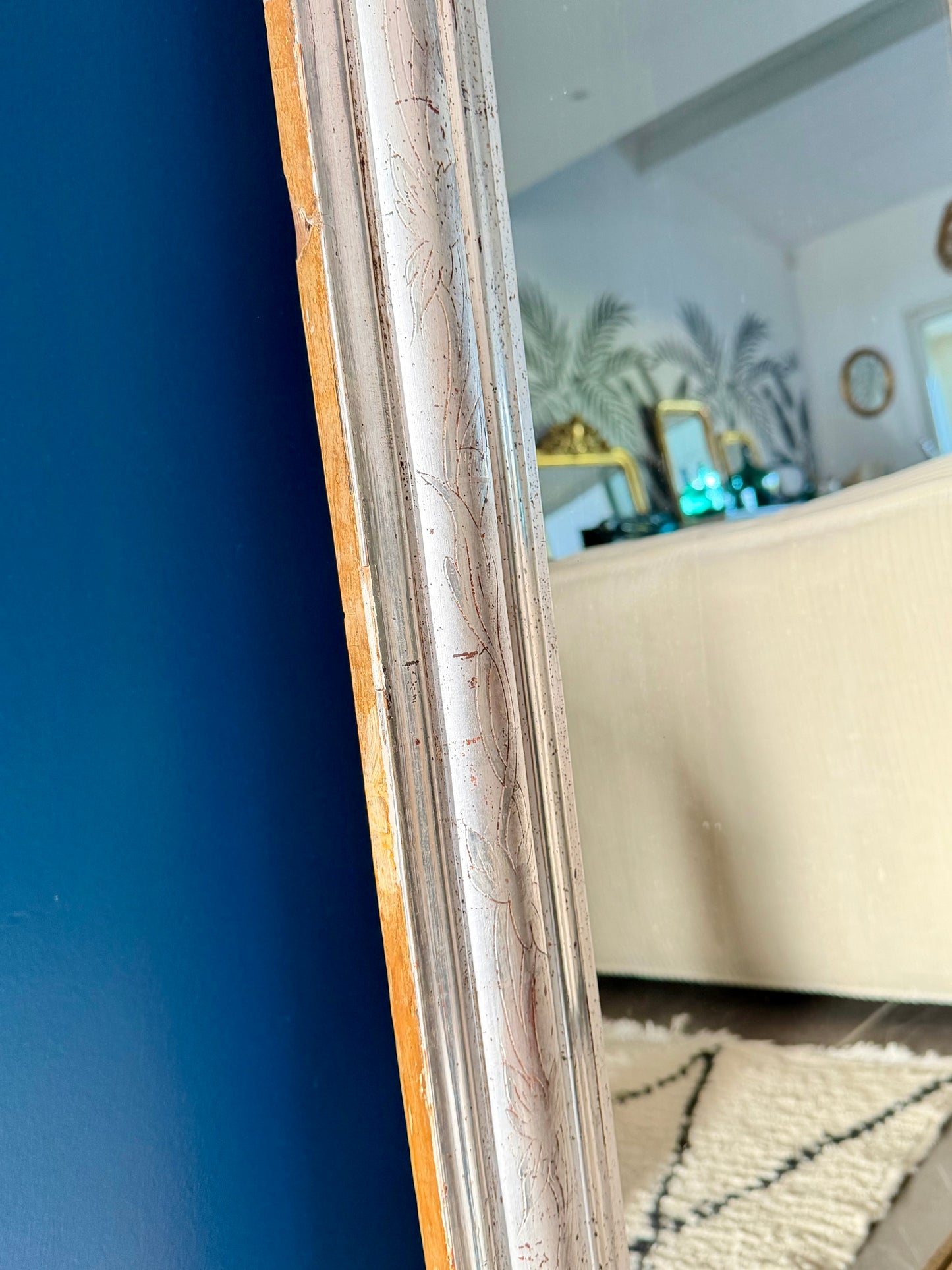 Miroir ancien Louis Philippe à la feuille d’argent