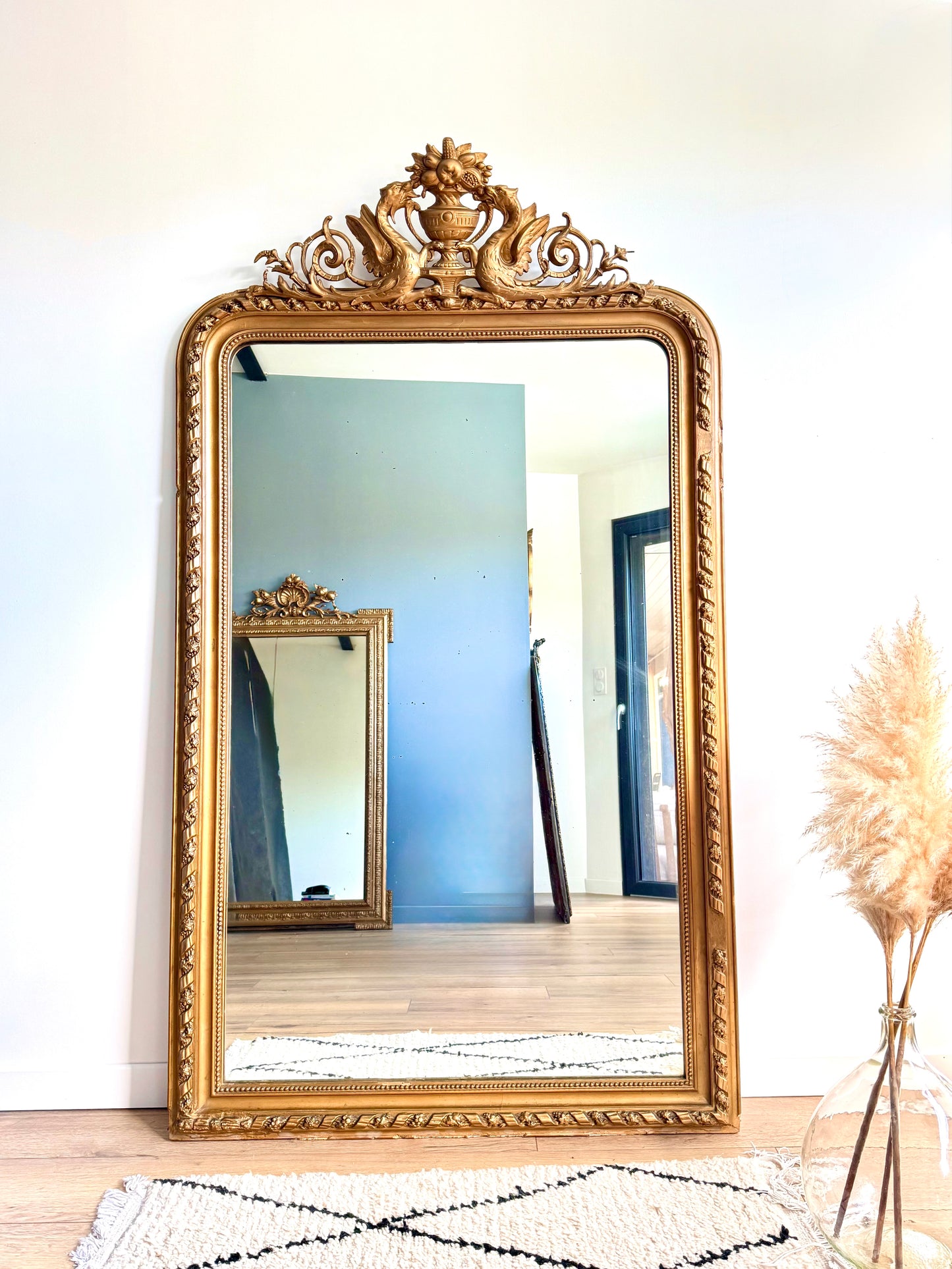 Grand miroir ancien doré Louis Philippe