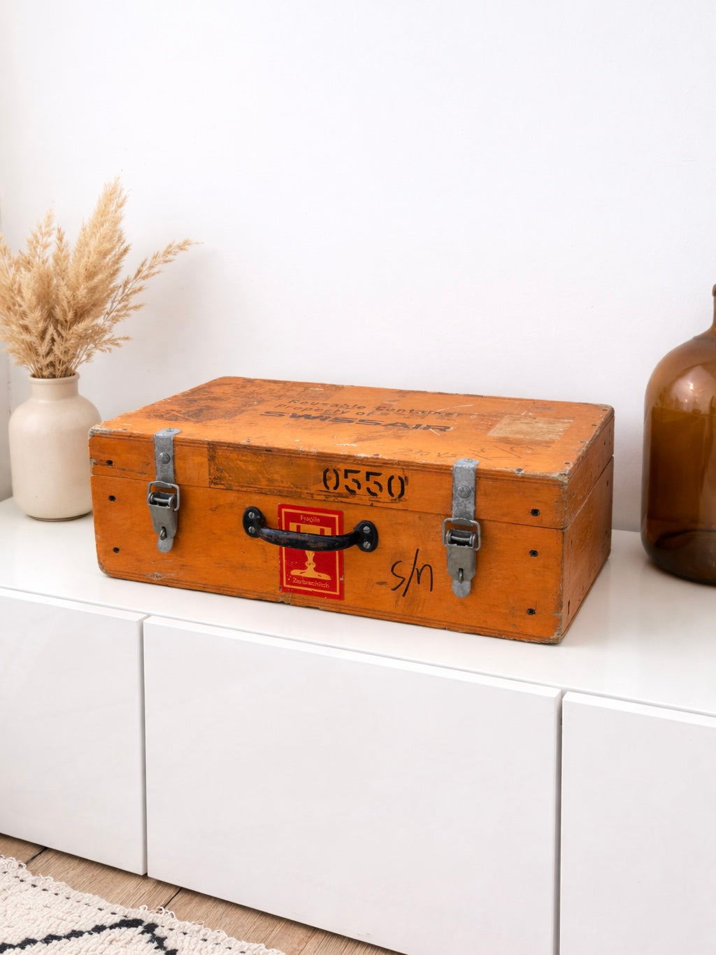 Valise vintage industrielle SWISSAIR