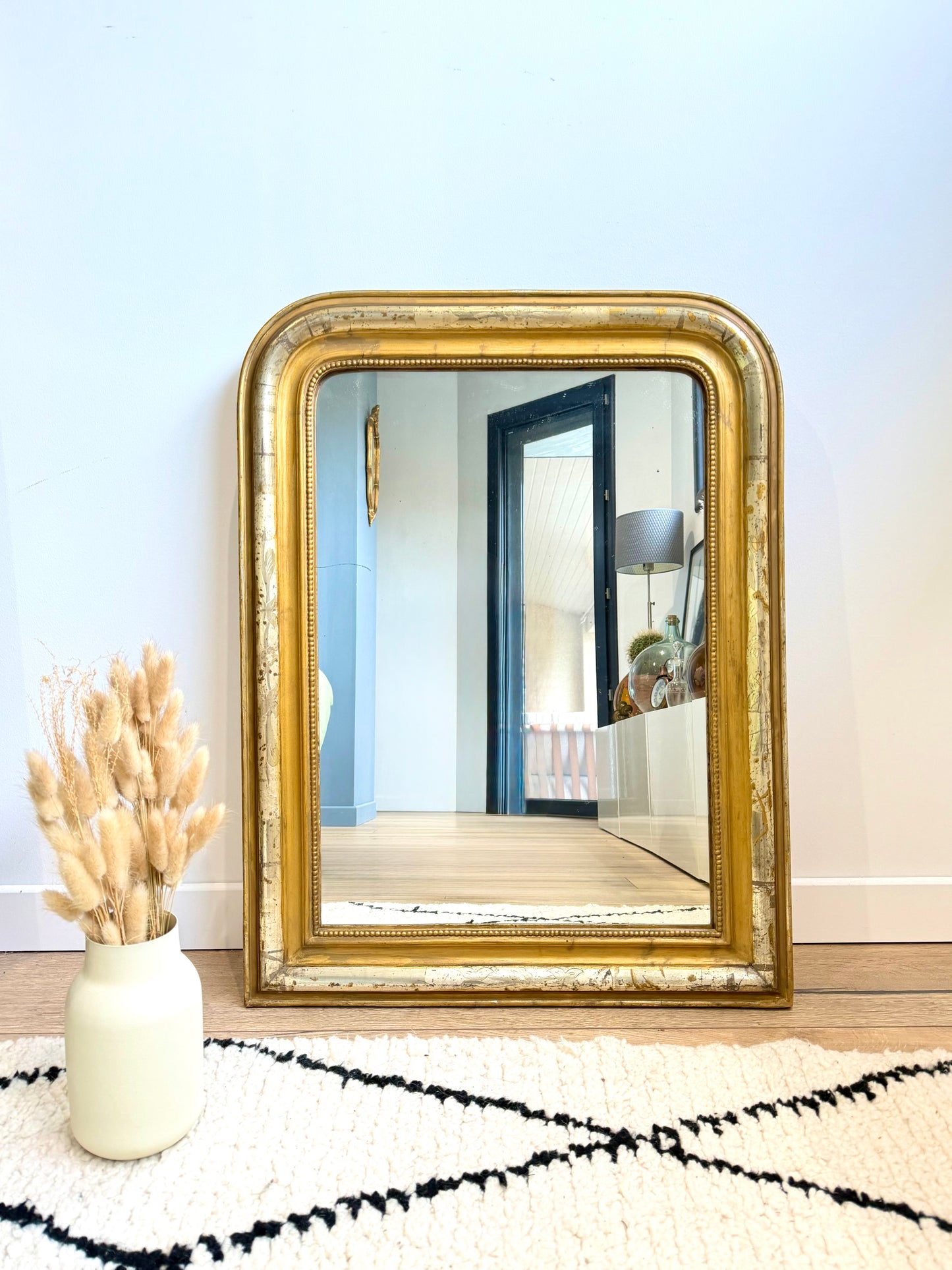 Miroir ancien Louis Philippe doré à la feuille d’or