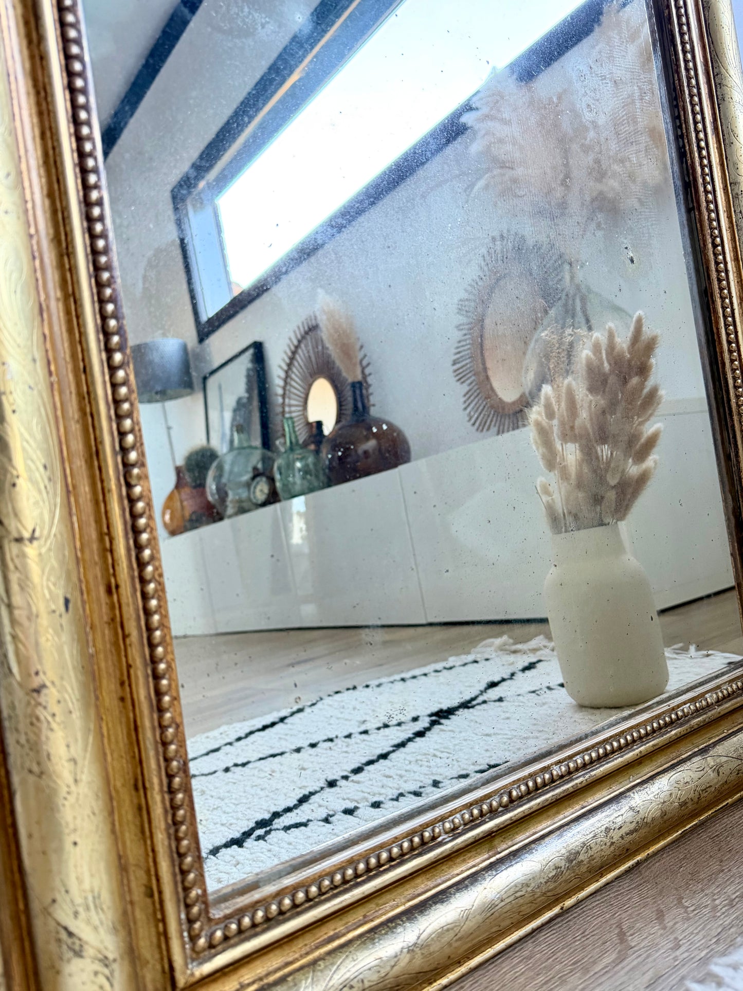 Miroir ancien Louis-Philippe doré à la feuille d’or