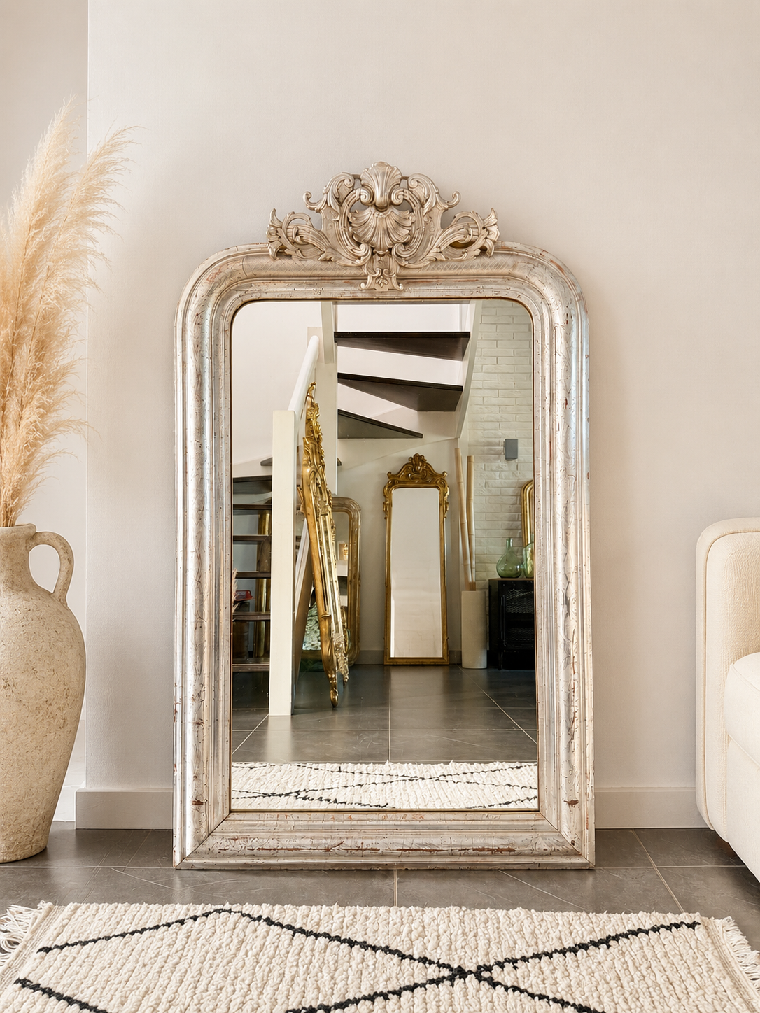 Miroir ancien Louis Philippe à la feuille d’argent