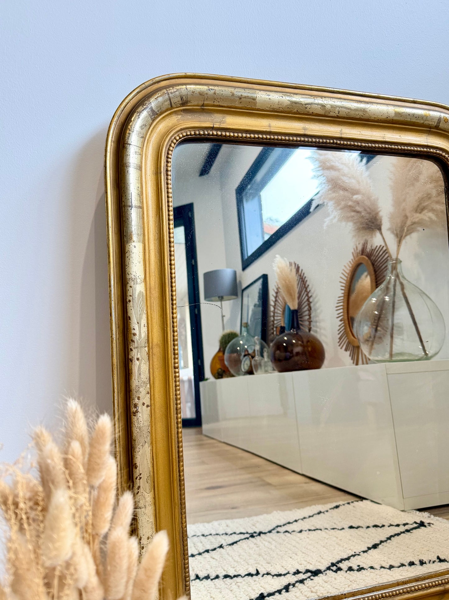 Miroir ancien Louis Philippe doré à la feuille d’or