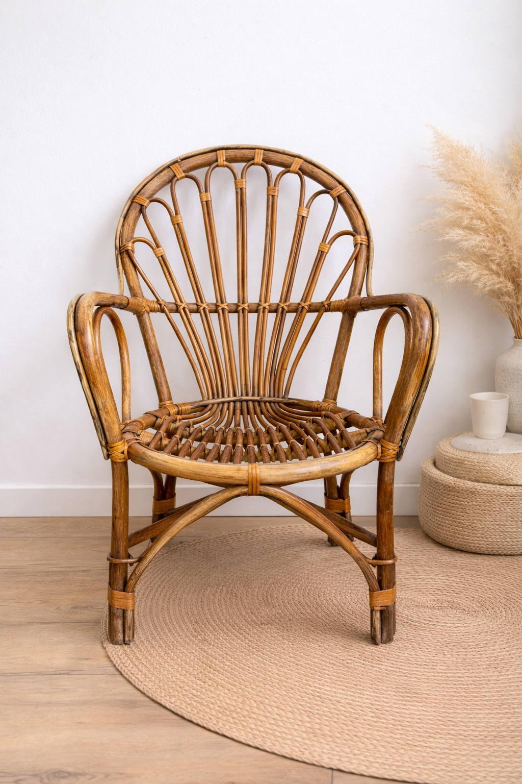 Chaise adulte en rotin et bambou
