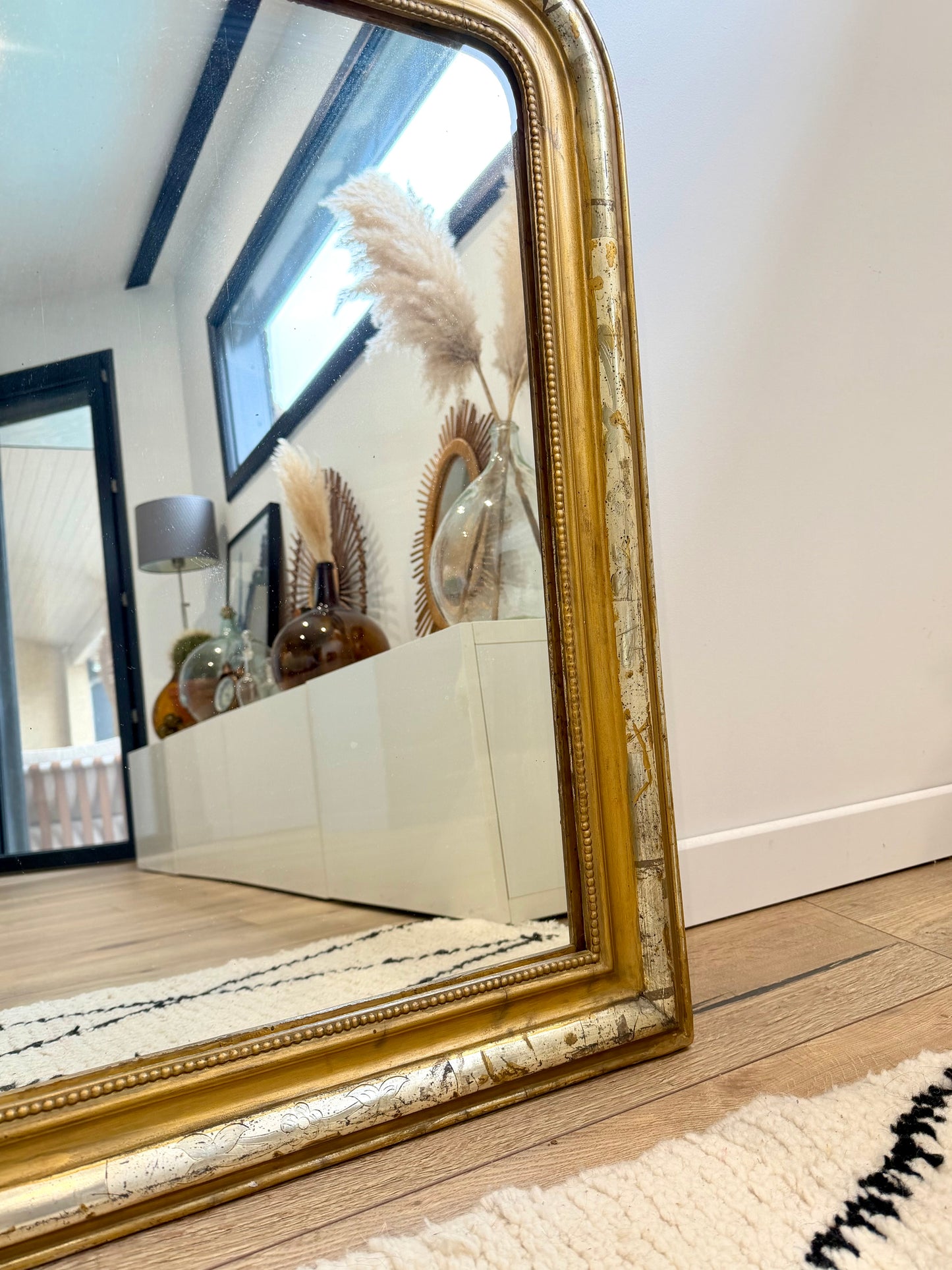 Miroir ancien Louis Philippe doré à la feuille d’or