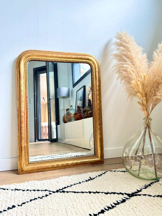 Miroir ancien Louis Philippe doré à la feuille d’or