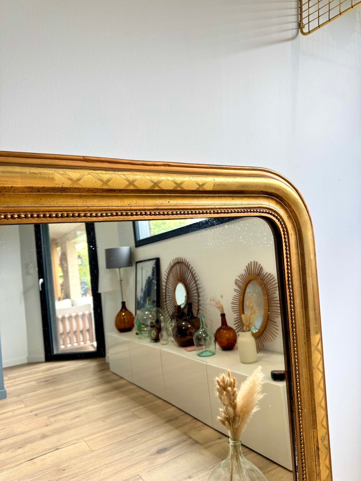 Grand miroir ancien Louis Philippe doré à la feuille d’or