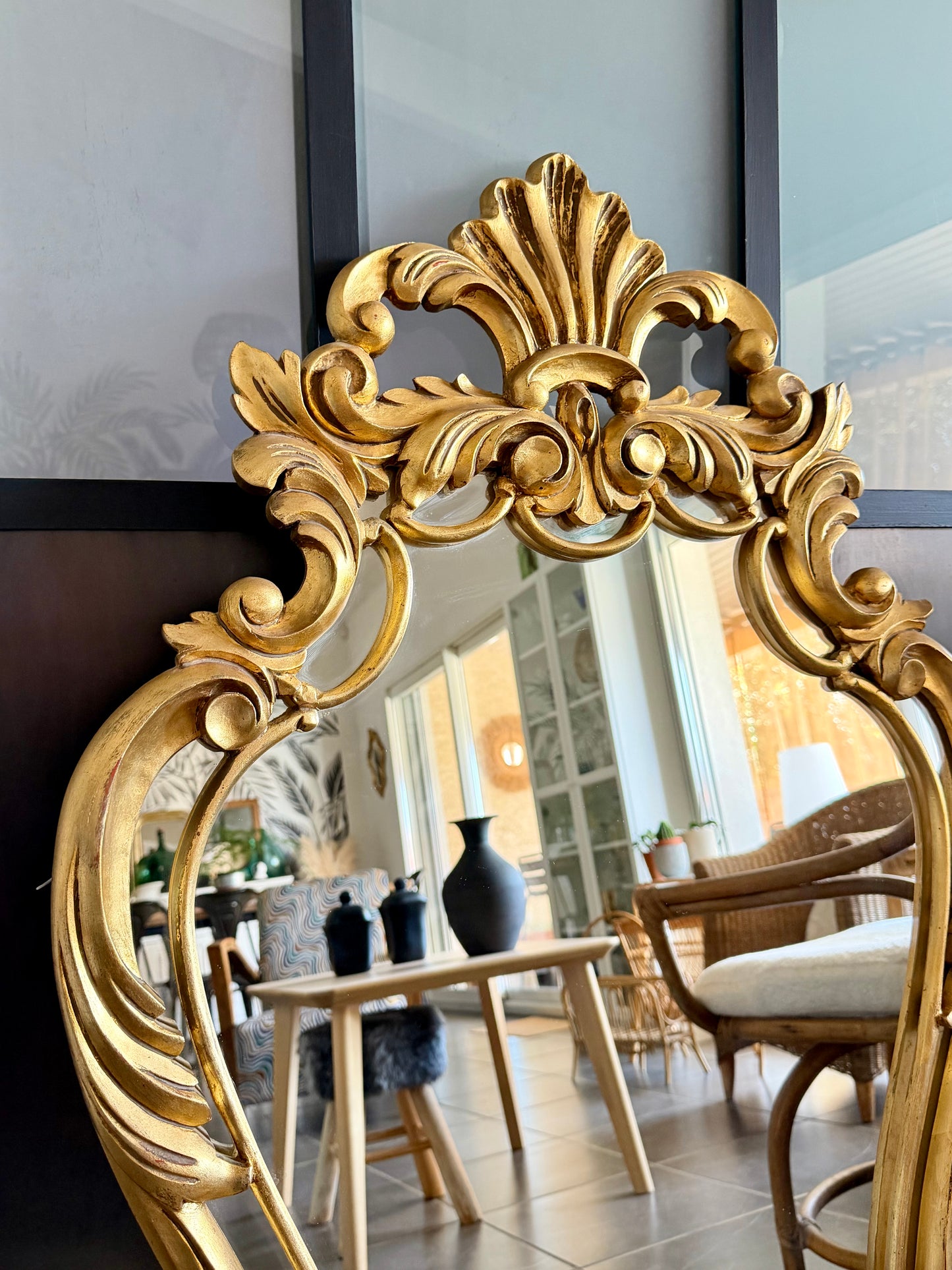 Miroir ancien baroque doré