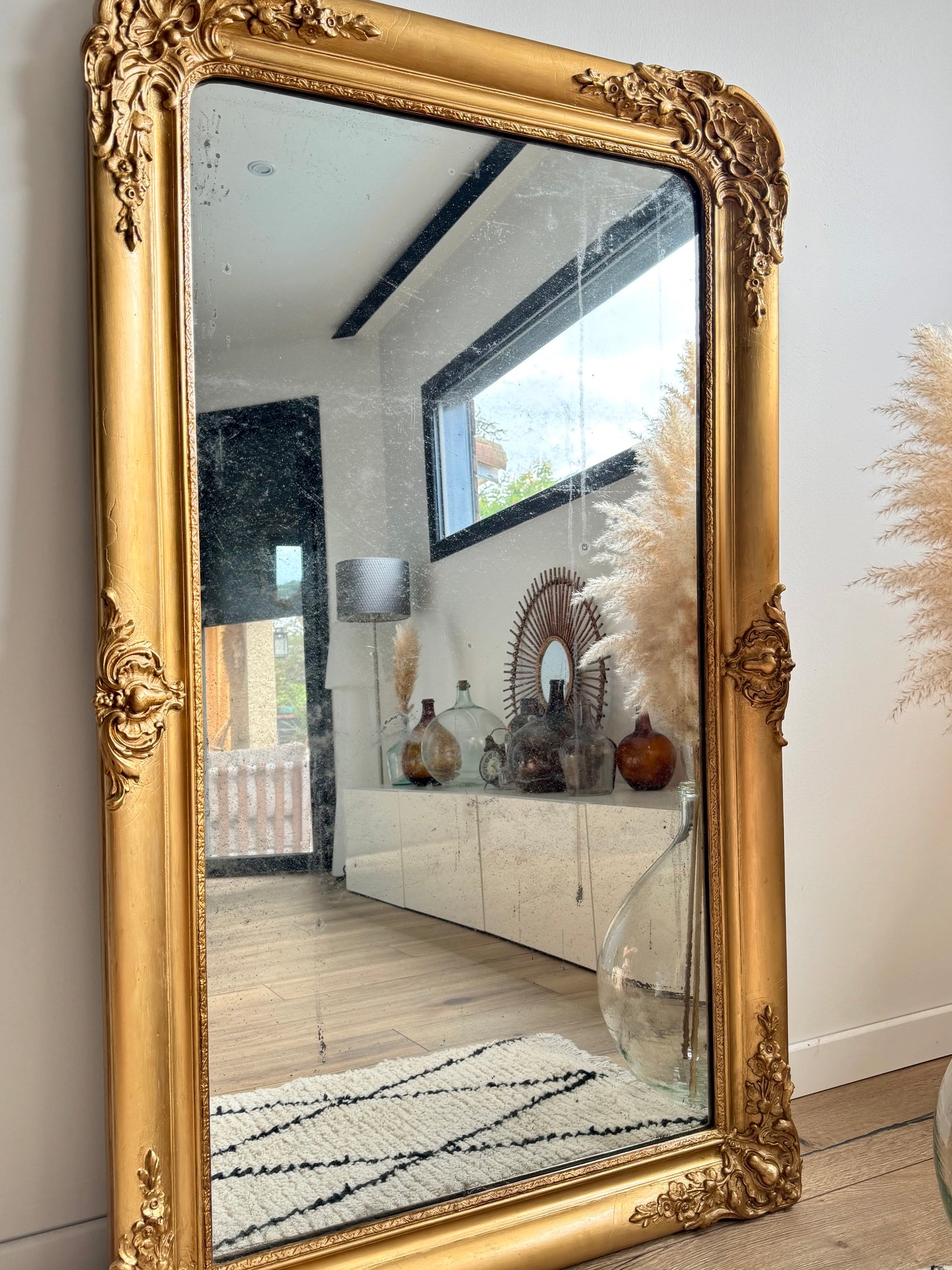 Grand miroir ancien doré Louis Philippe