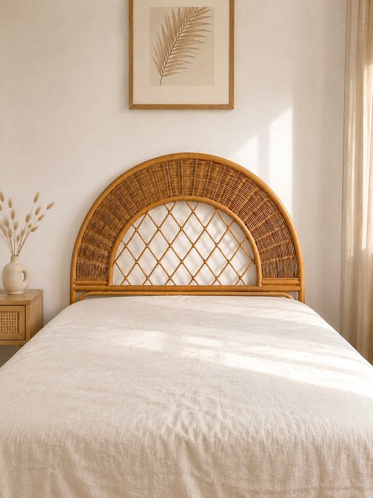 Tête de lit en rotin vintage