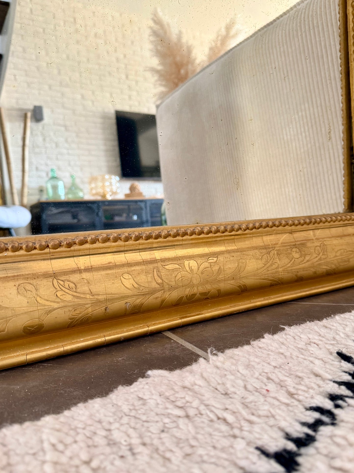 Grand miroir ancien Louis Philippe doré à la feuille d’or