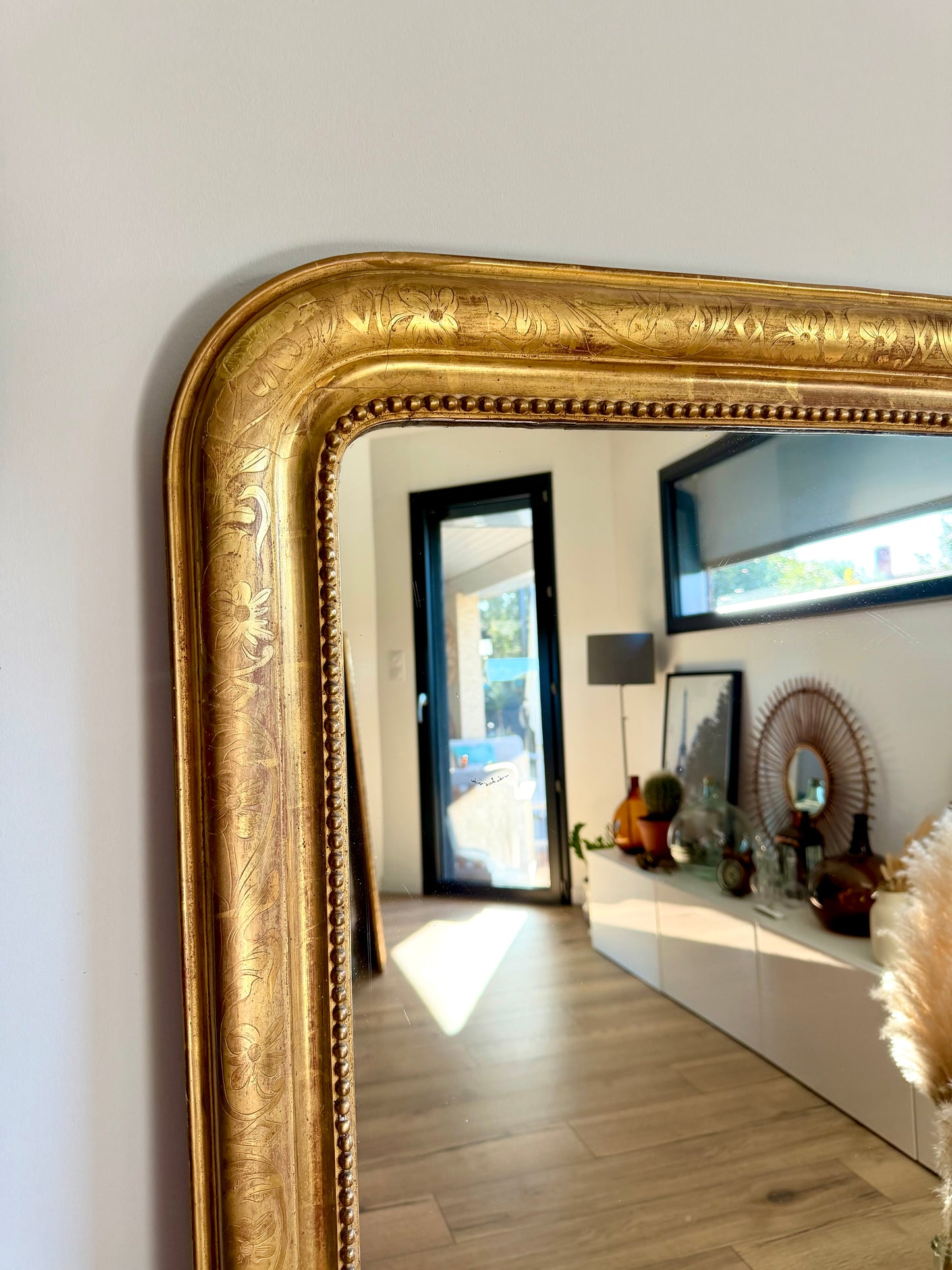Grand miroir ancien Louis Philippe doré à la feuille d’or