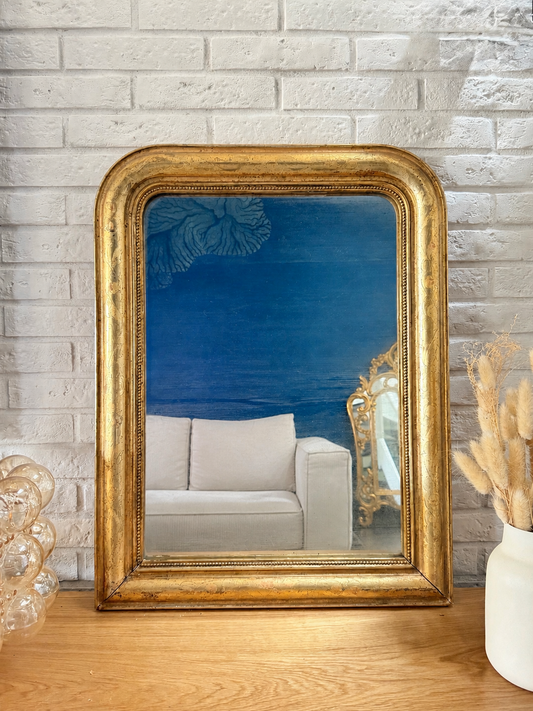Miroir ancien Louis Philippe doré à la feuille d’or