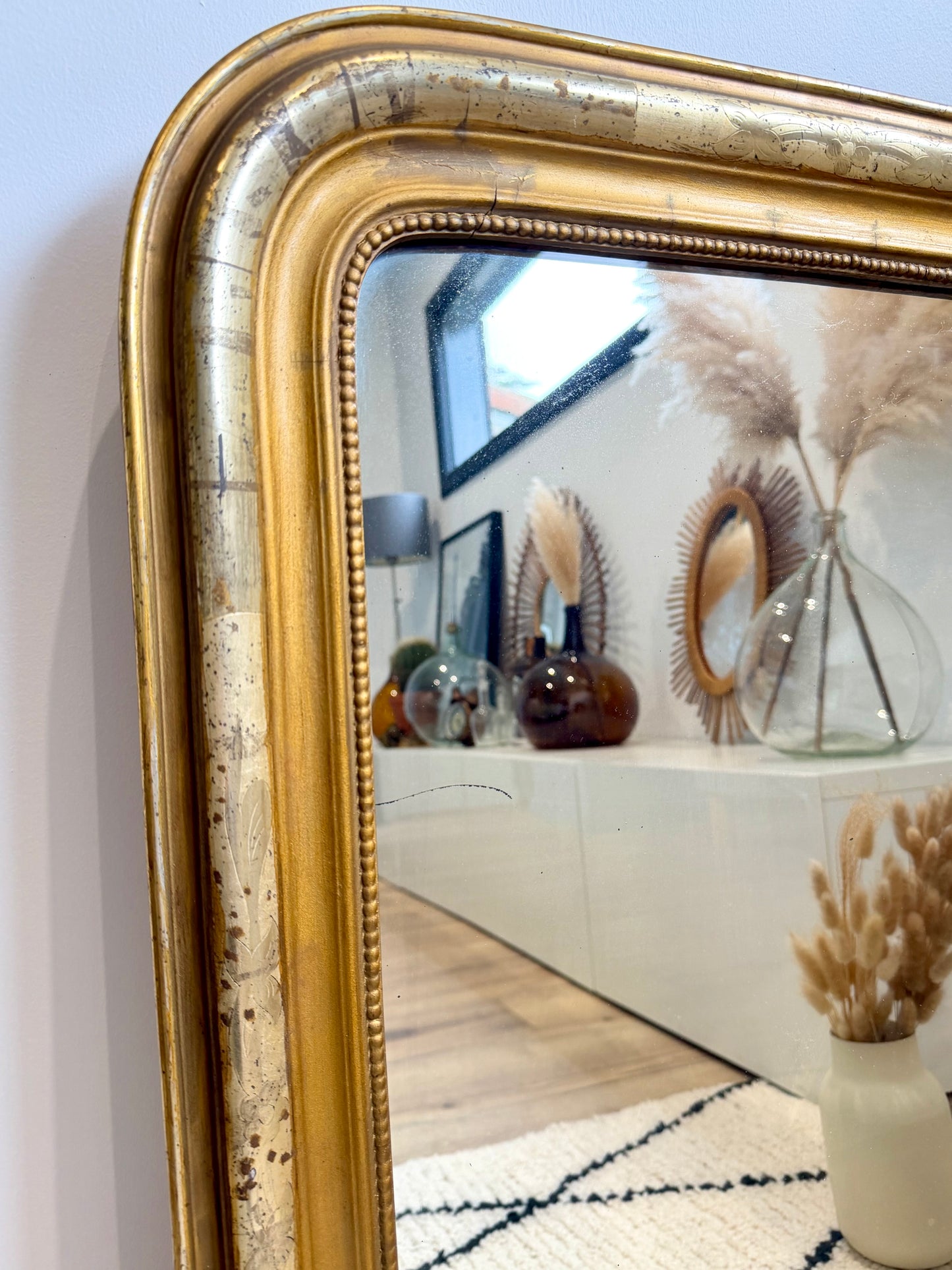 Miroir ancien Louis Philippe doré à la feuille d’or