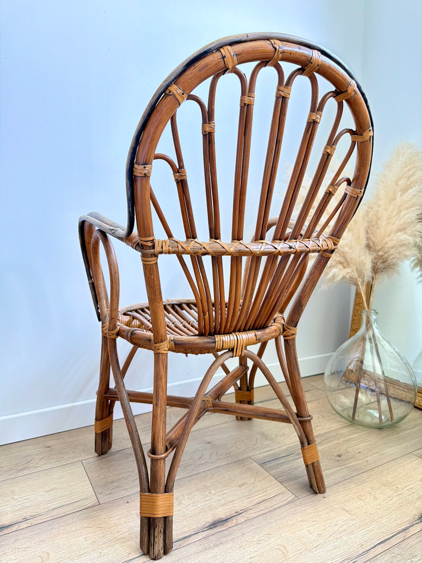 Chaise adulte en rotin et bambou