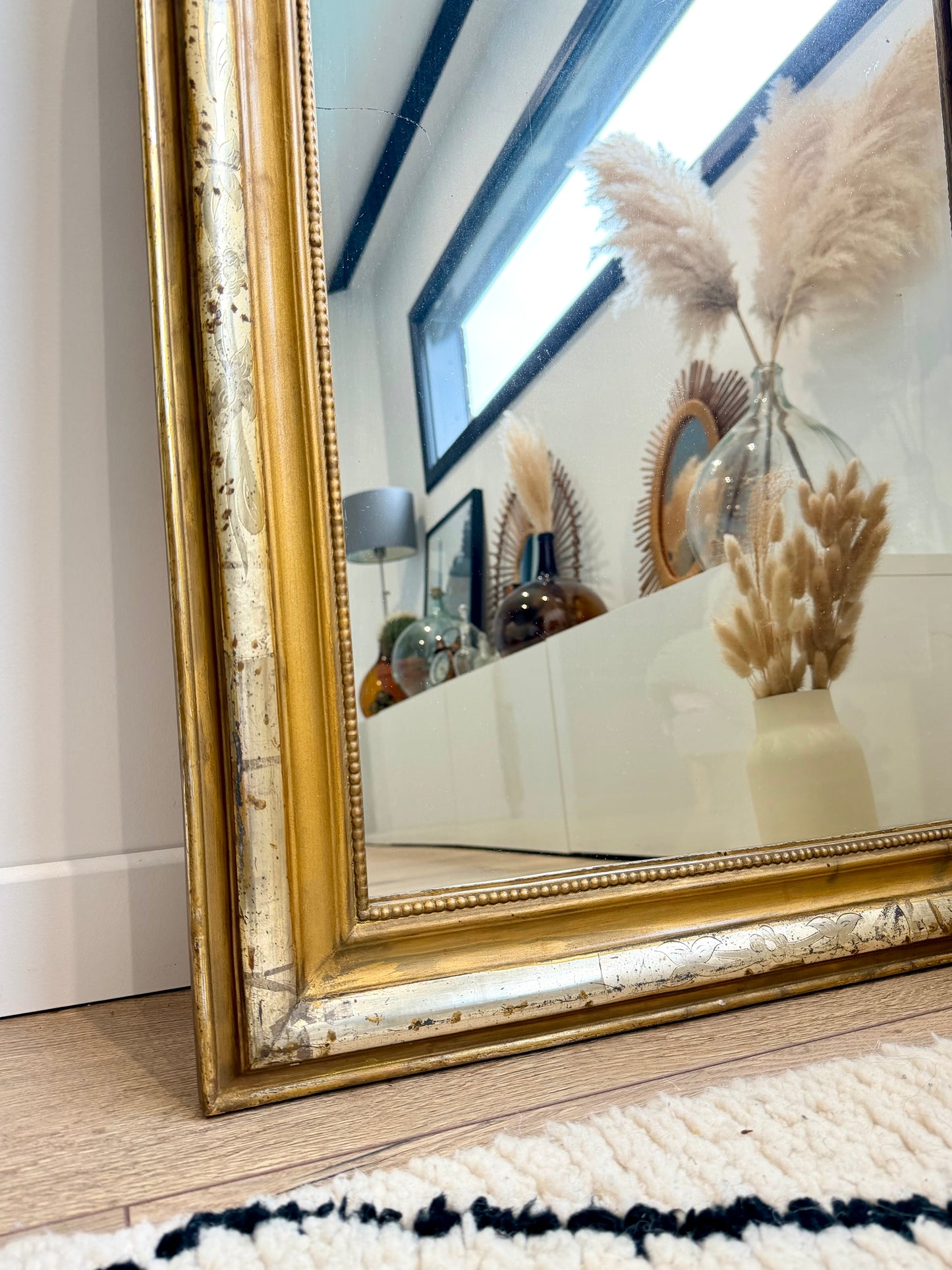 Miroir ancien Louis Philippe doré à la feuille d’or