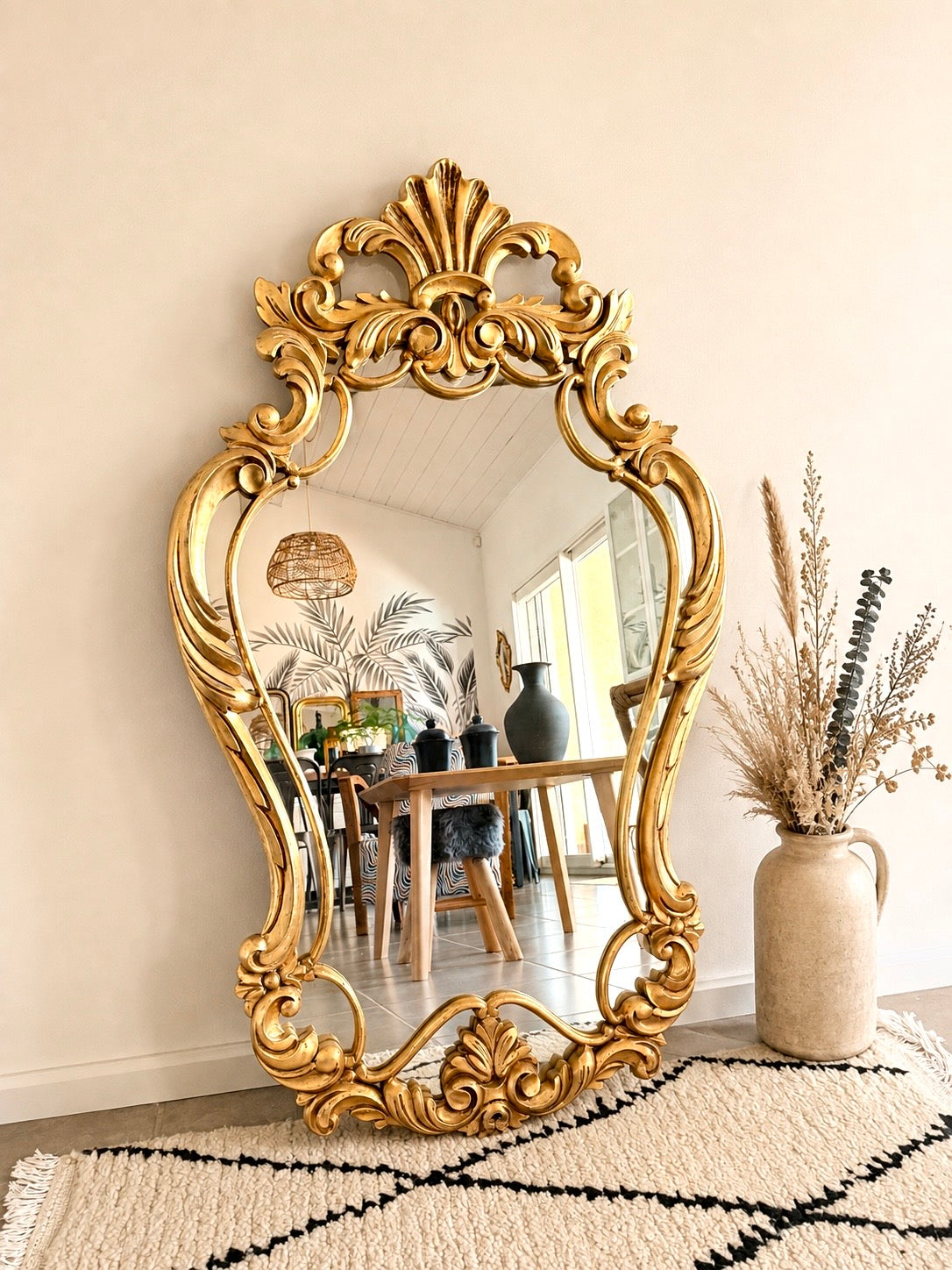 Miroir ancien baroque doré
