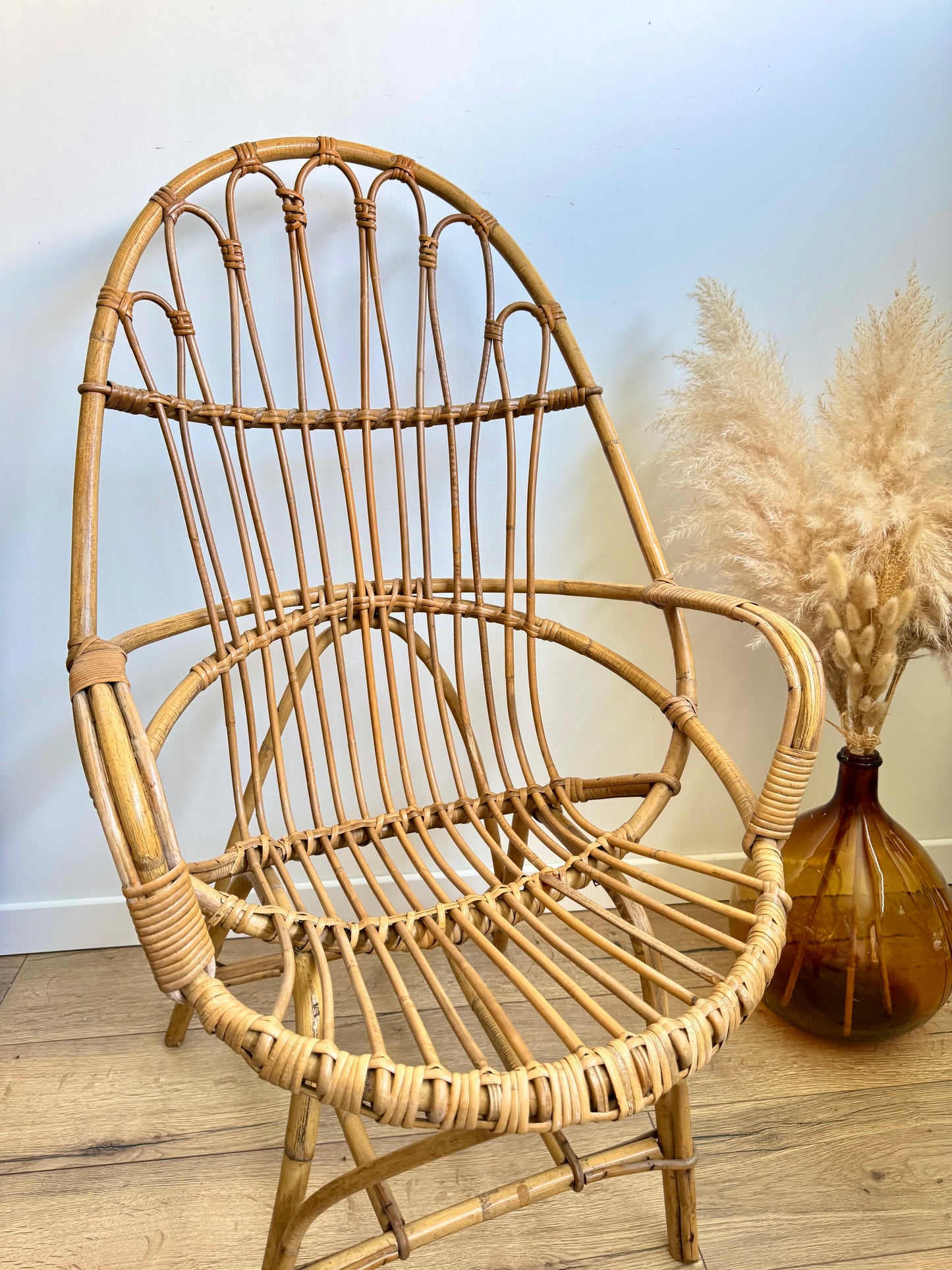 Fauteuil en rotin vintage
