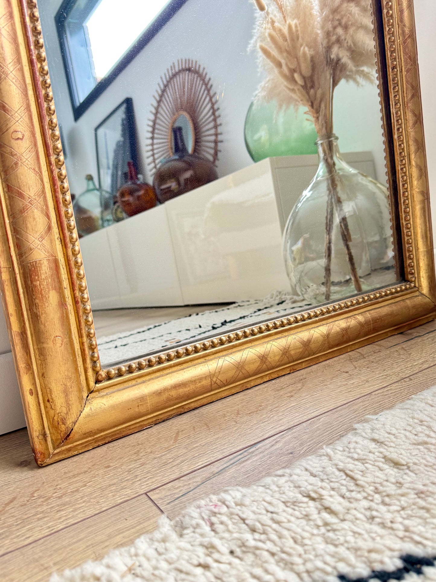 Miroir ancien Louis Philippe, doré à la feuille d’or