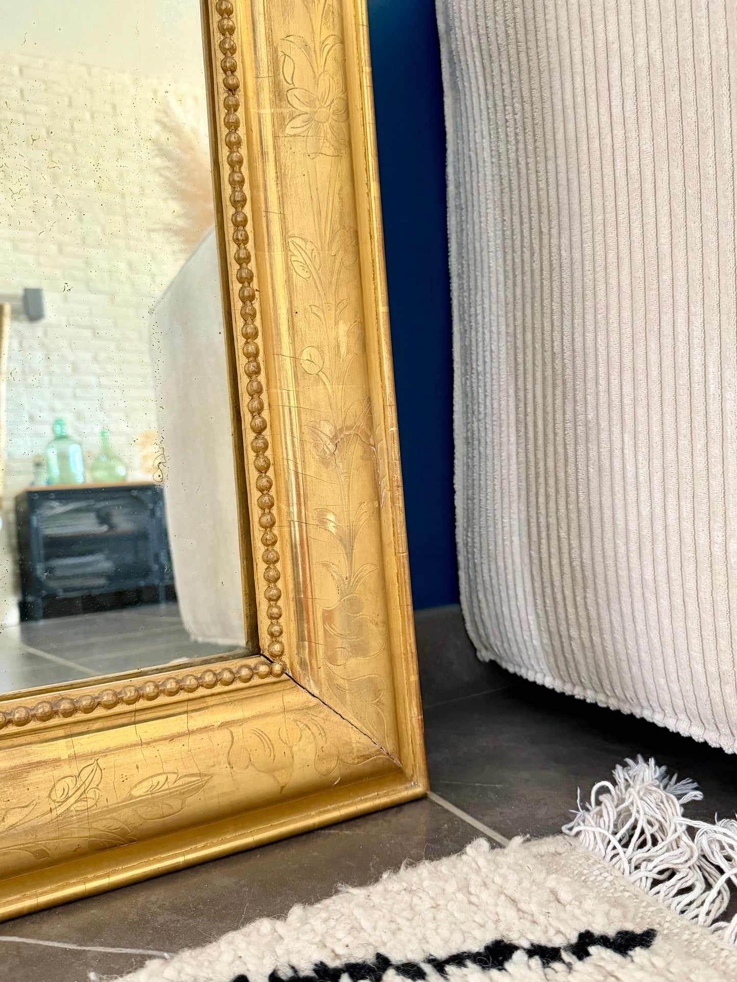 Grand miroir ancien Louis Philippe doré à la feuille d’or