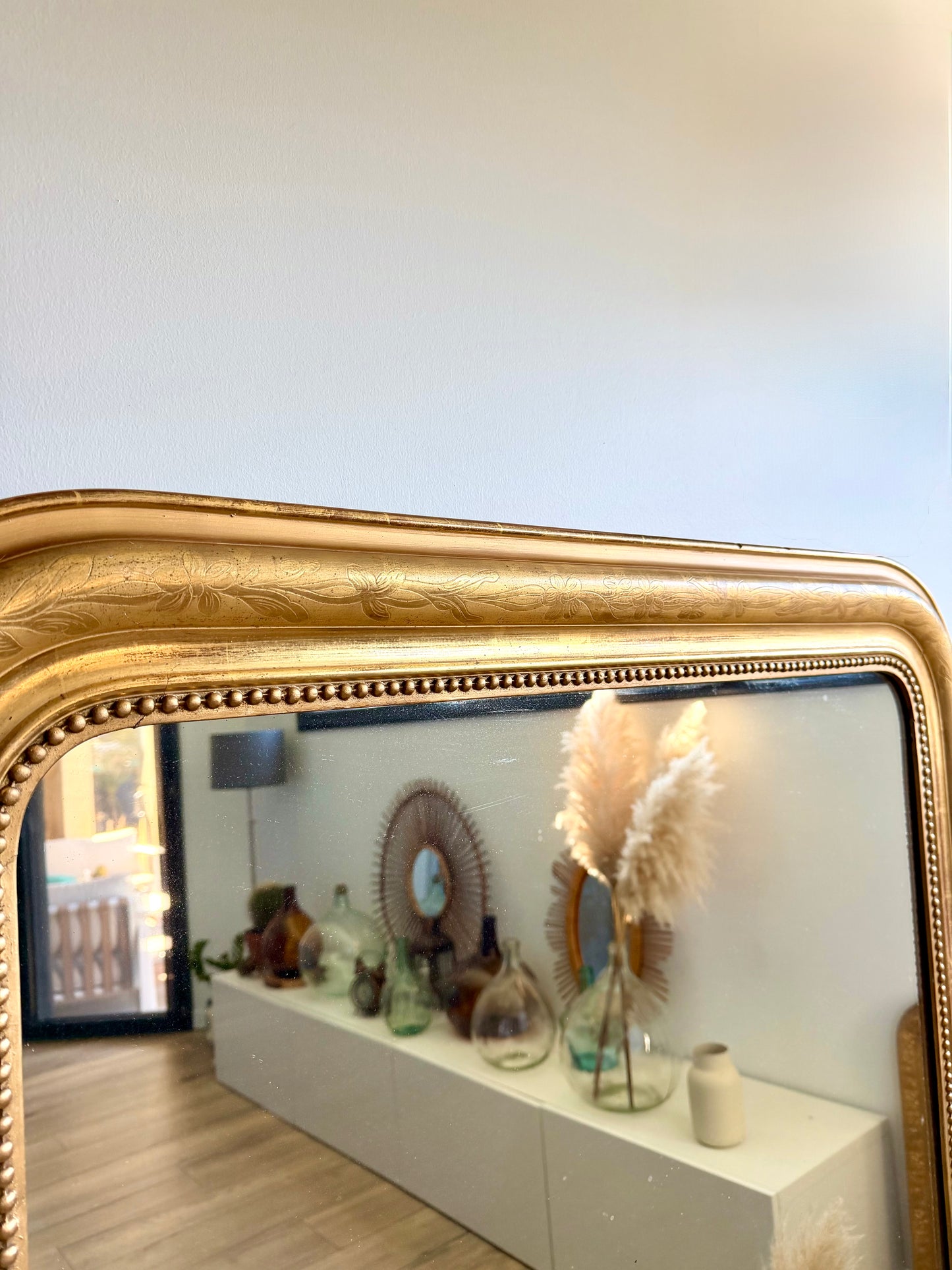 Grand miroir ancien Louis Philippe doré à la feuille d’or