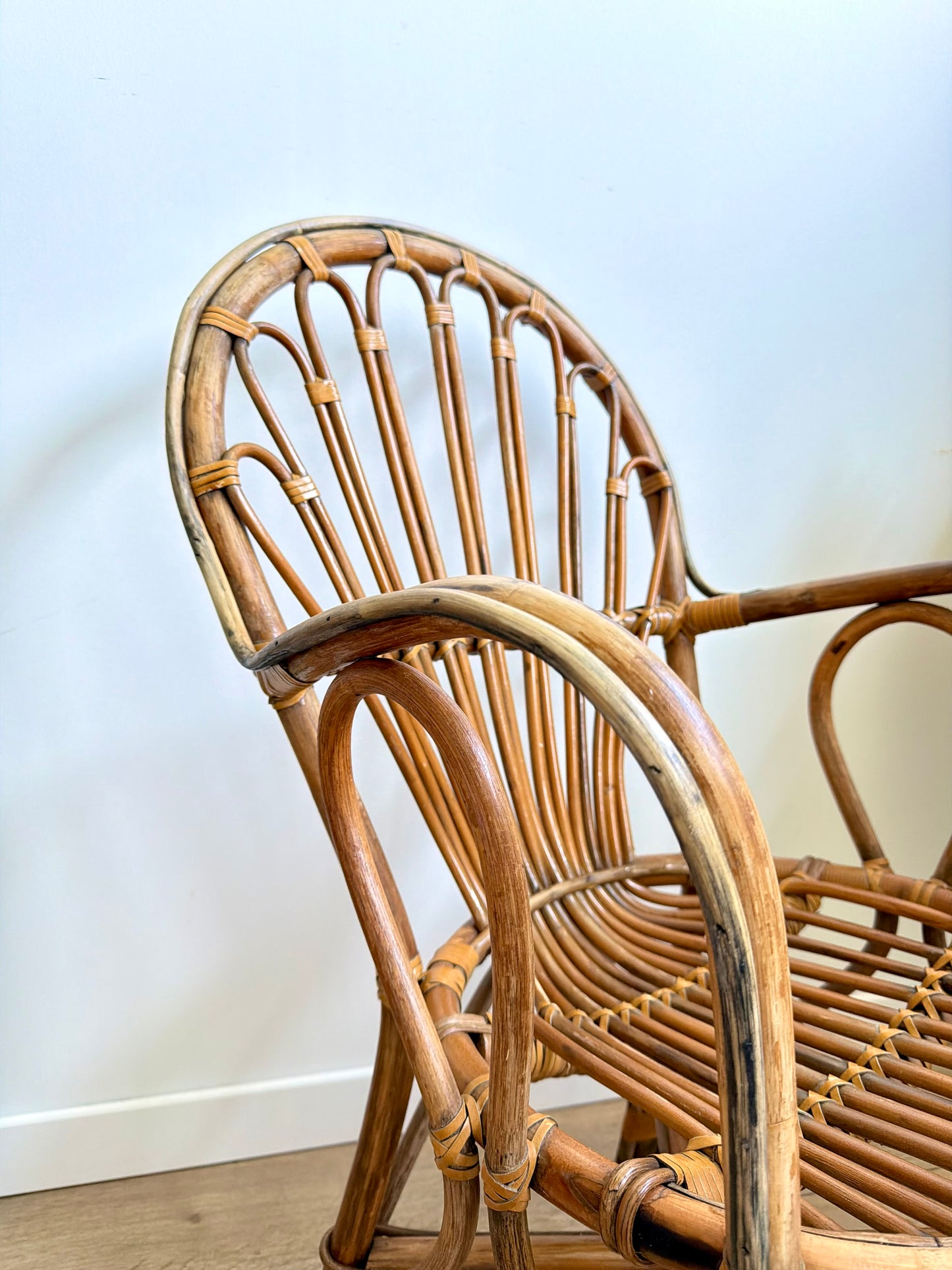Chaise adulte en rotin et bambou