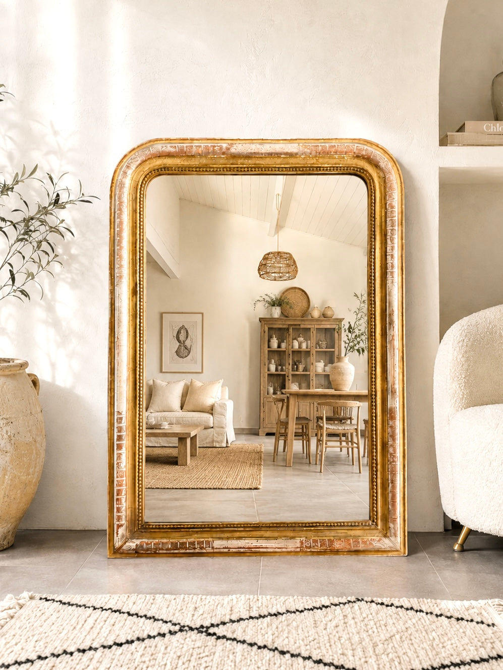 Miroir ancien Louis Philippe à la feuille d’argent