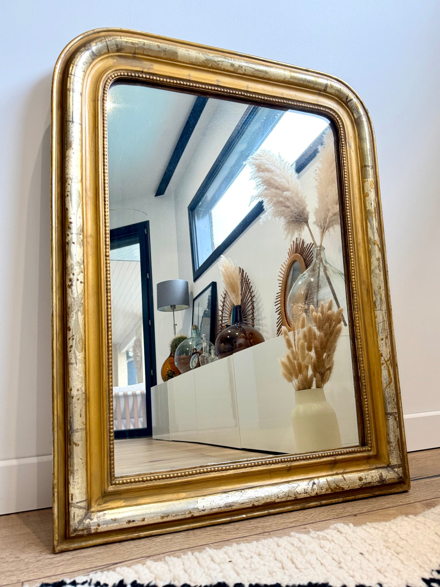 Miroir ancien Louis Philippe doré à la feuille d’or