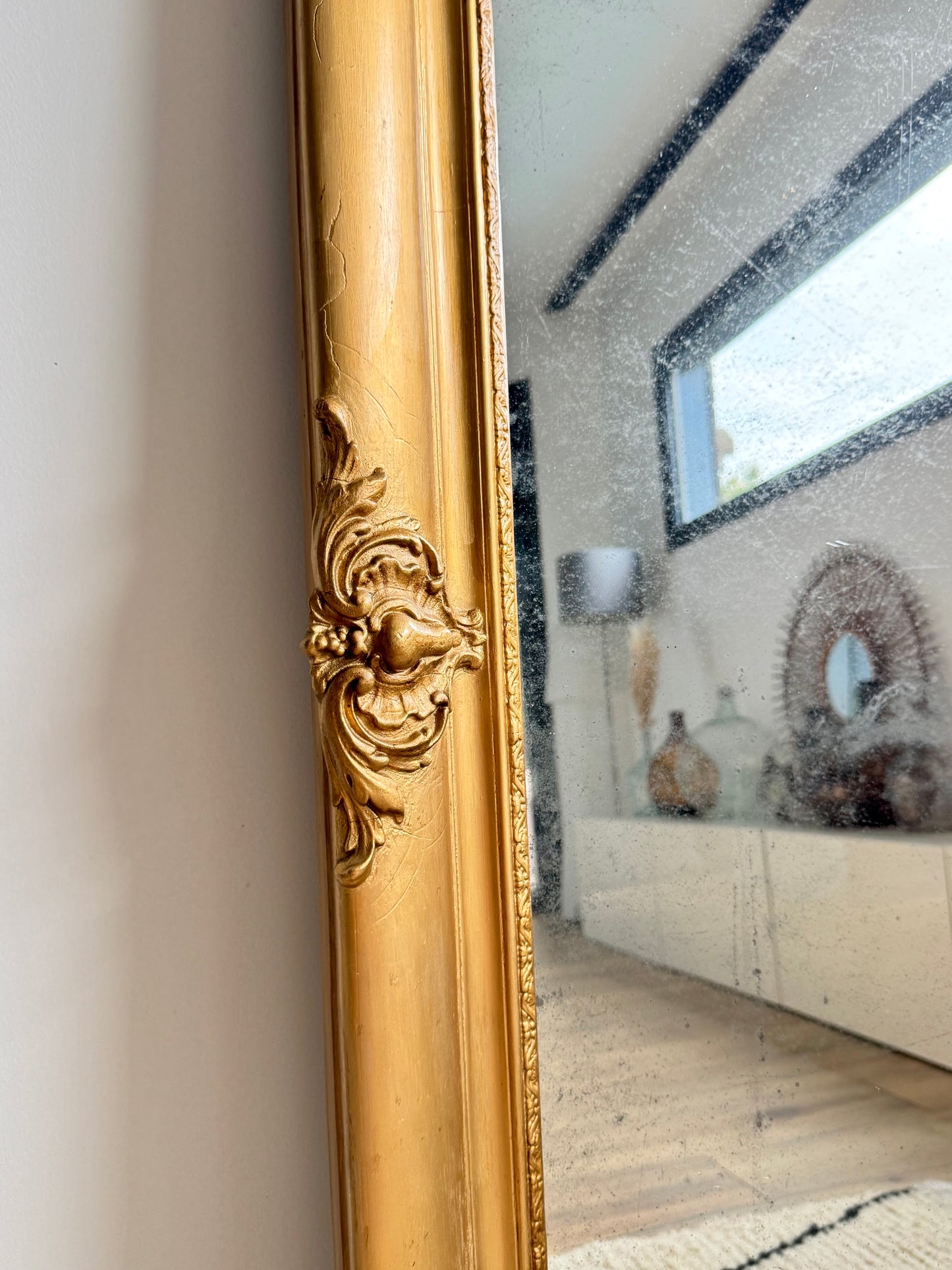 Grand miroir ancien doré Louis Philippe