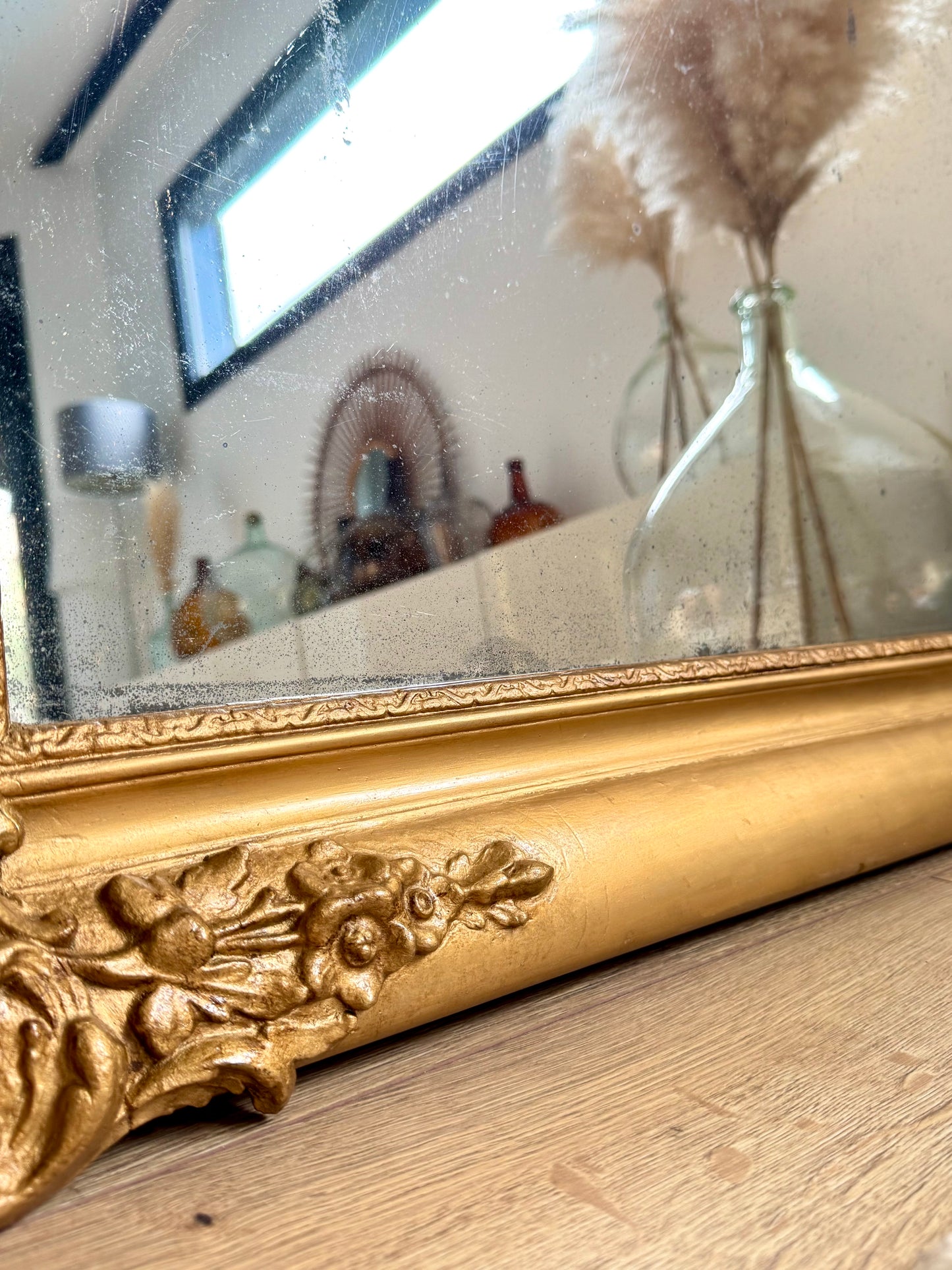 Grand miroir ancien doré Louis Philippe