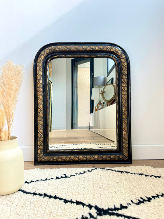 Miroir ancien Louis Philippe noir et doré