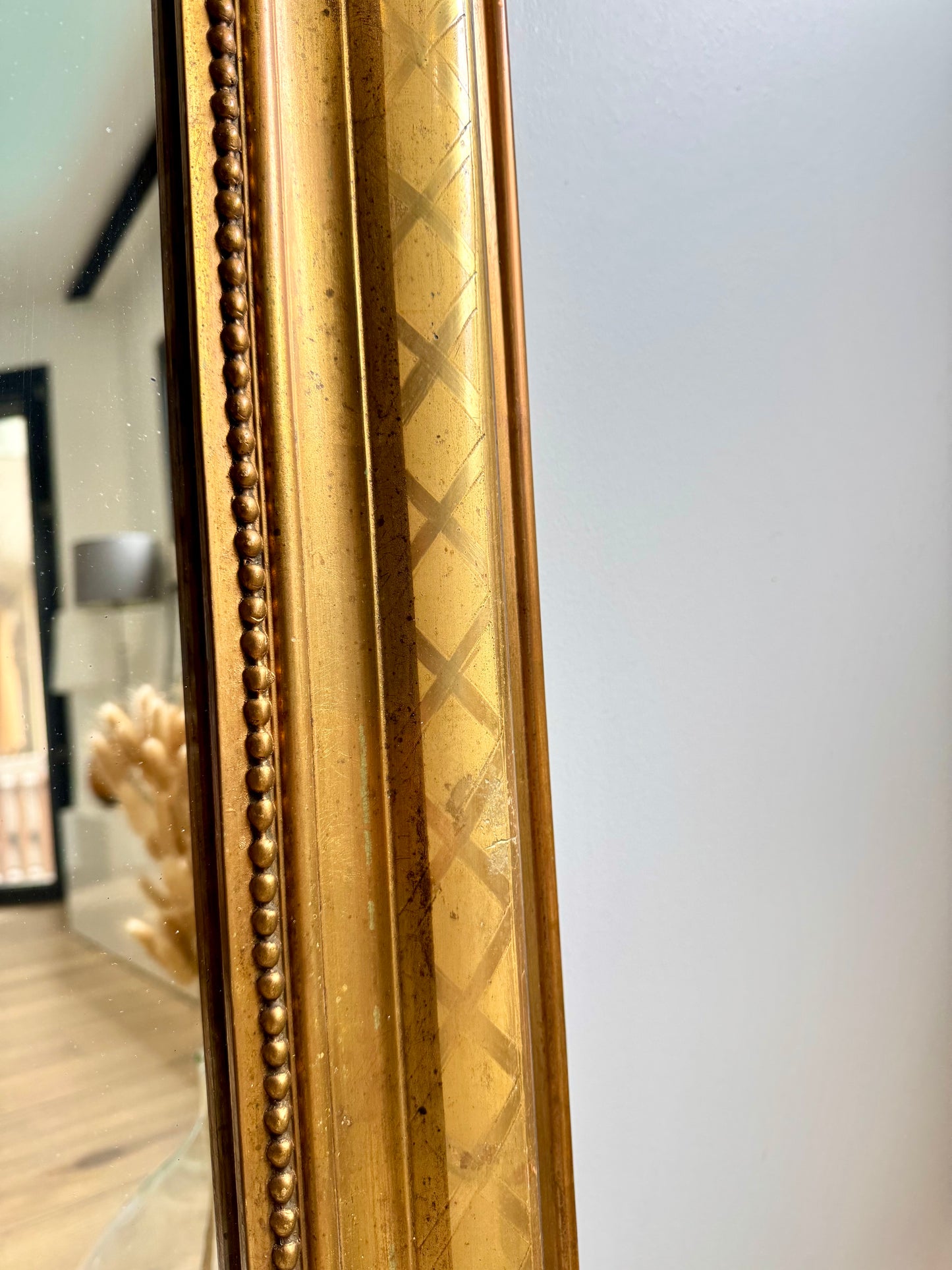 Grand miroir ancien Louis Philippe doré à la feuille d’or