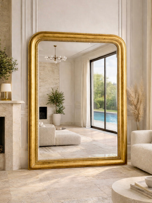 Grand miroir ancien Louis Philippe doré à la feuille d’or