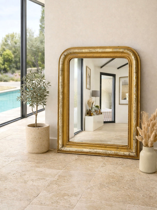 Miroir ancien Louis Philippe doré à la feuille d’or