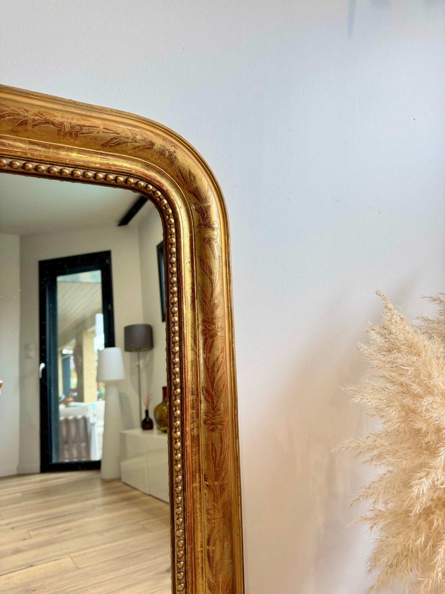 Miroir ancien Louis Philippe doré à la feuille d'or